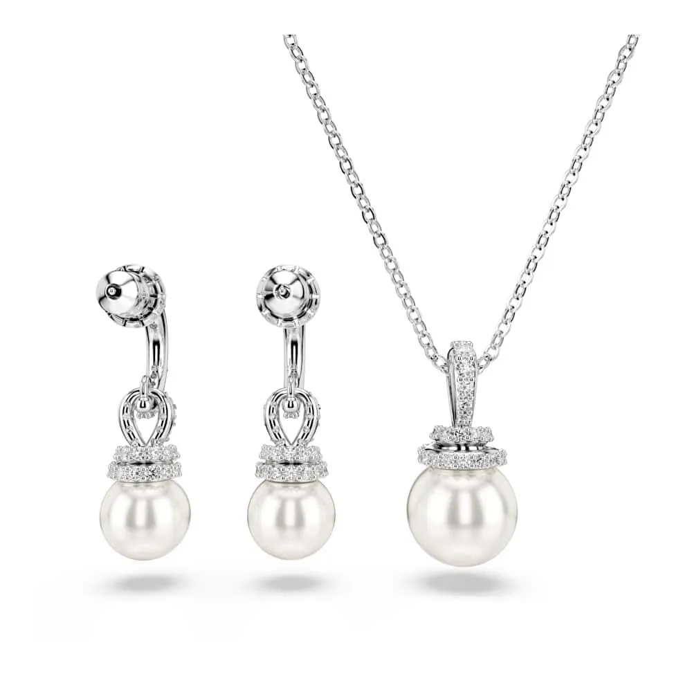 Swarovski Originally Set, Pavé Crystal Pearl, Bianco Placcato Rodio - immagine 4
