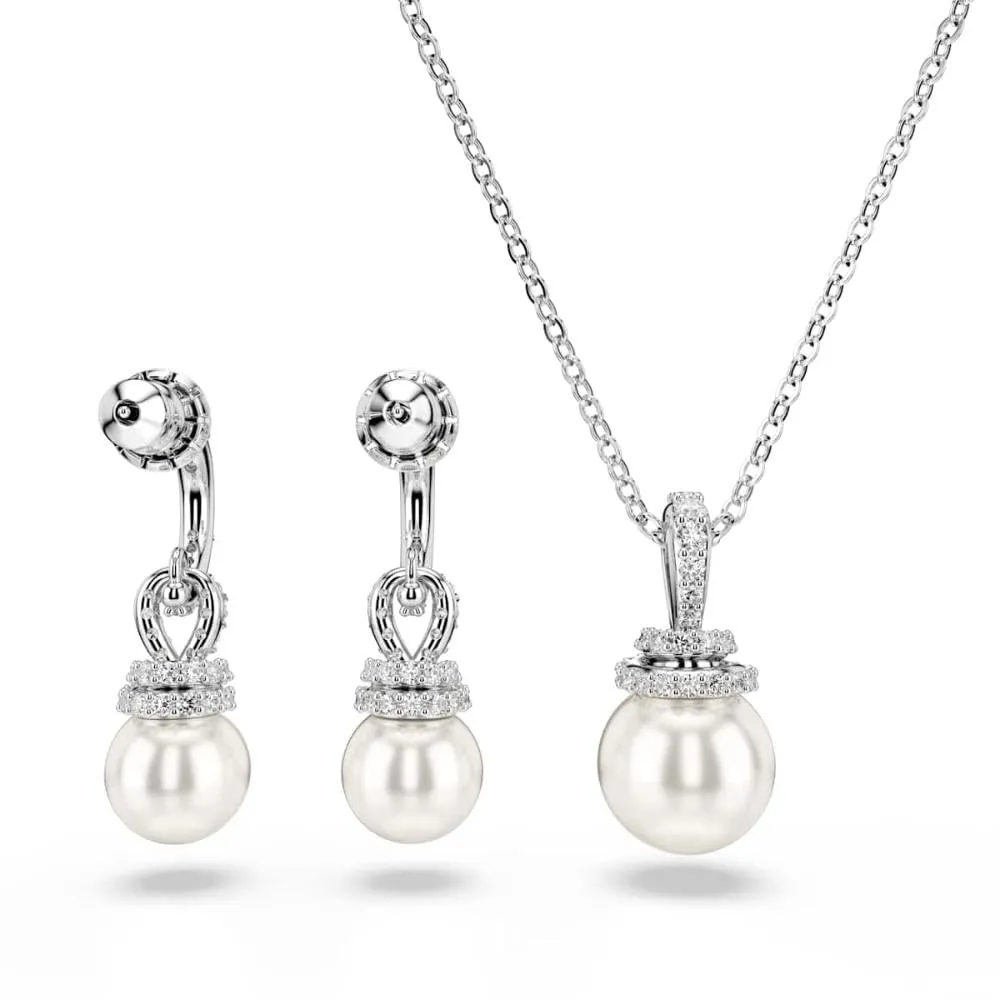 Swarovski Originally Set, Pavé Crystal Pearl, Bianco Placcato Rodio - immagine 9