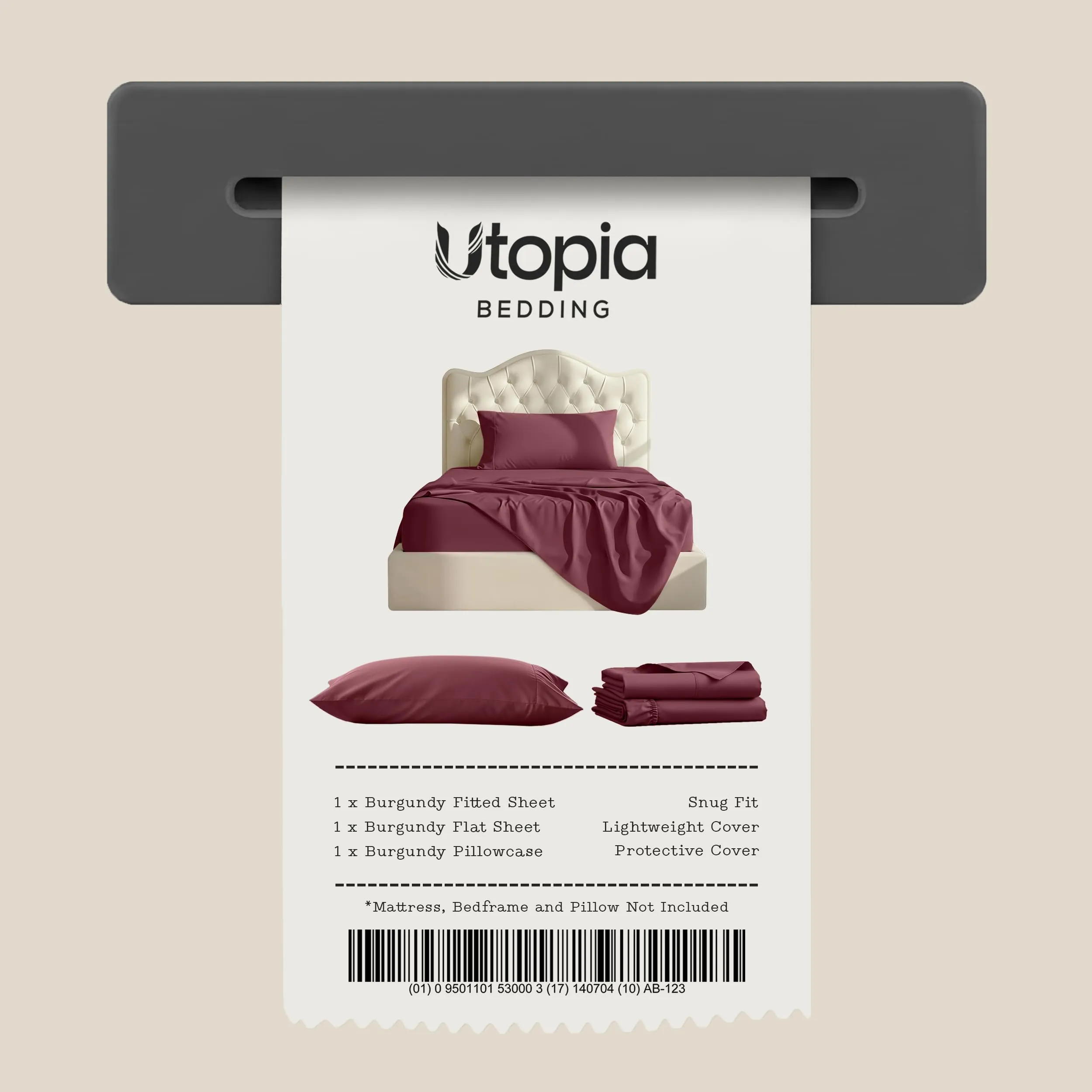 Utopia Bedding Set di lenzuola in microfibra, 3 pezzi, Twin XL, Borgogna - immagine 7