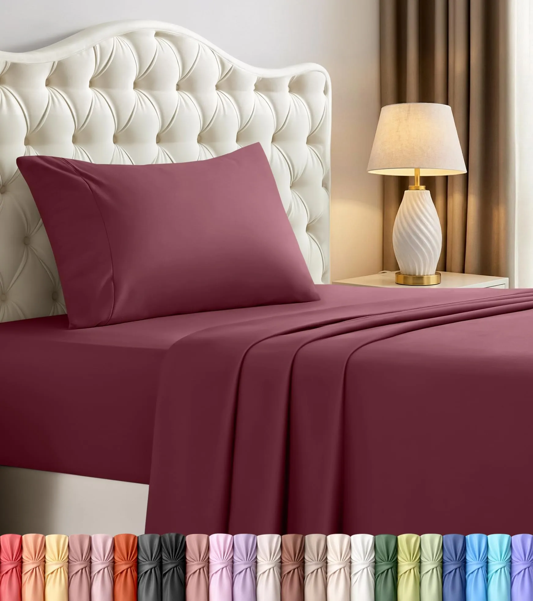Utopia Bedding Set di lenzuola in microfibra, 3 pezzi, Twin XL, Borgogna - immagine 8