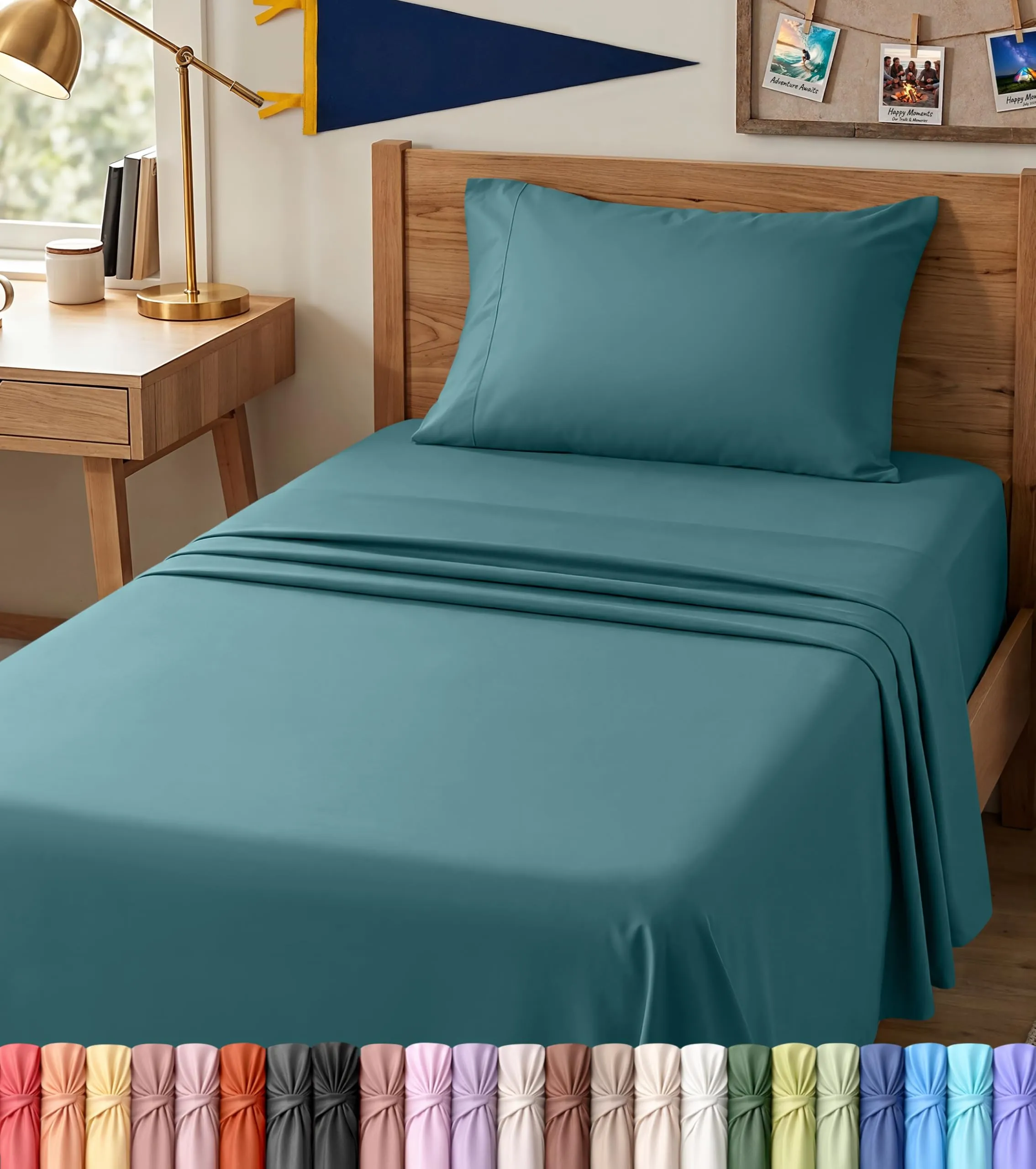 Utopia Bedding Set di lenzuola in microfibra, 3 pezzi, Twin XL, Blu Denim - immagine 1
