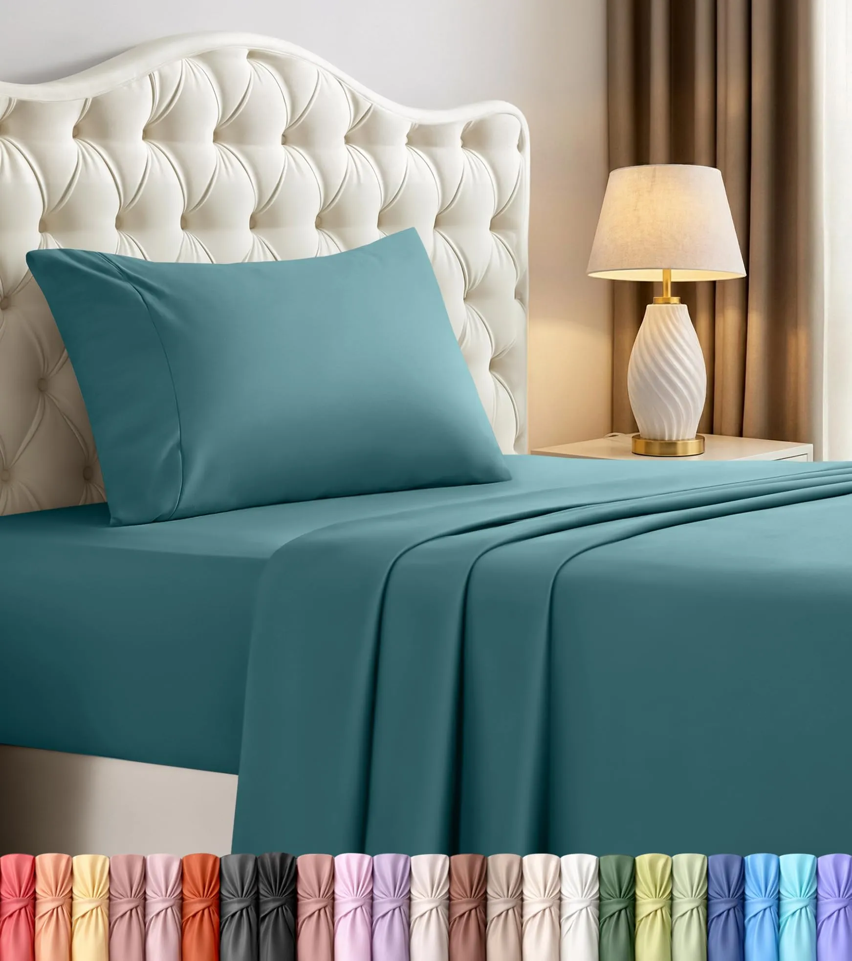 Utopia Bedding Set di lenzuola in microfibra, 3 pezzi, Twin XL, Blu Denim - immagine 8