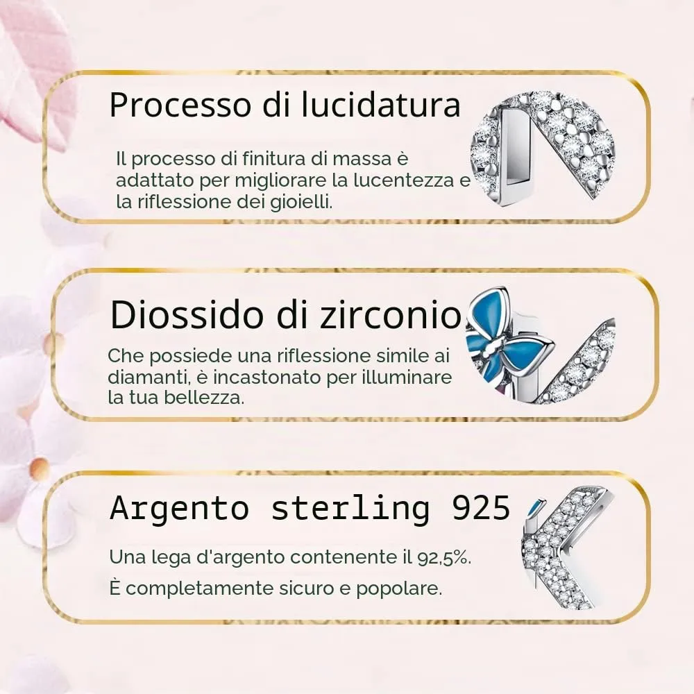 LNQOBU Ciondolo Lettera Alfabeto in Argento Sterling 925 con Zirconia 5A, Compatibile con Pandora e Bracciali Europei - immagine 6