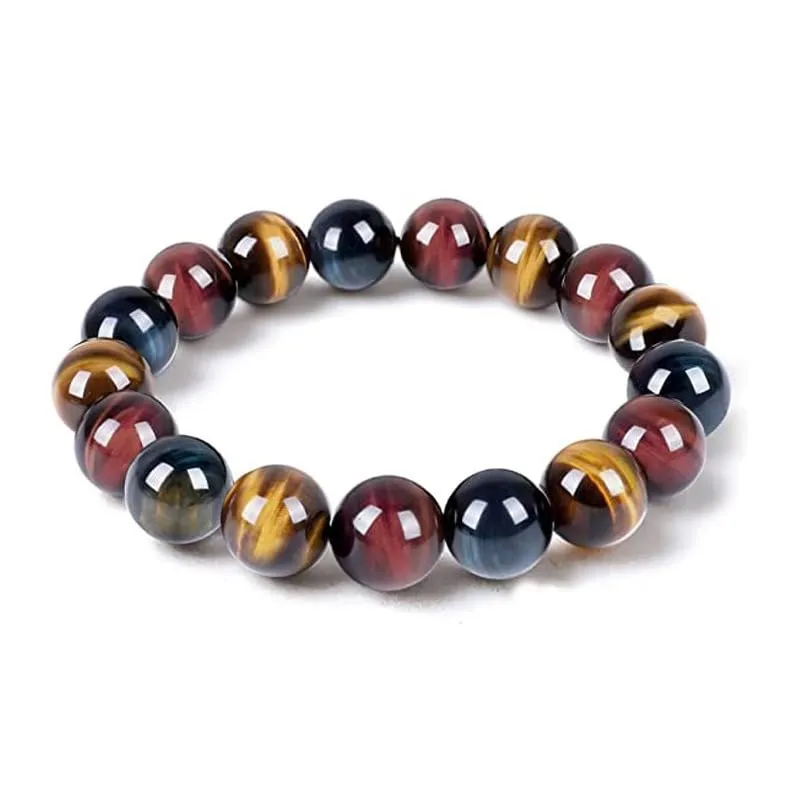 TENET Bracciale a sfere in pietra naturale Occhio di Tigre, Bue e Falco, 6 mm - immagine 1