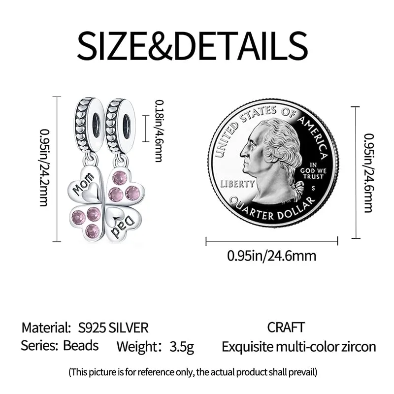 KUNSIR Ciondolo in Argento Sterling 925 con Cubic Zirconia per Braccialetti e Collane Europei - immagine 5