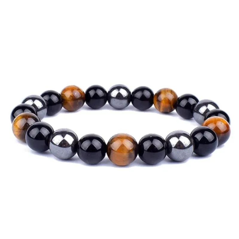 TENET Bracciale a sfere in ematite, occhio di tigre e ossidiana, 6 mm - immagine 1
