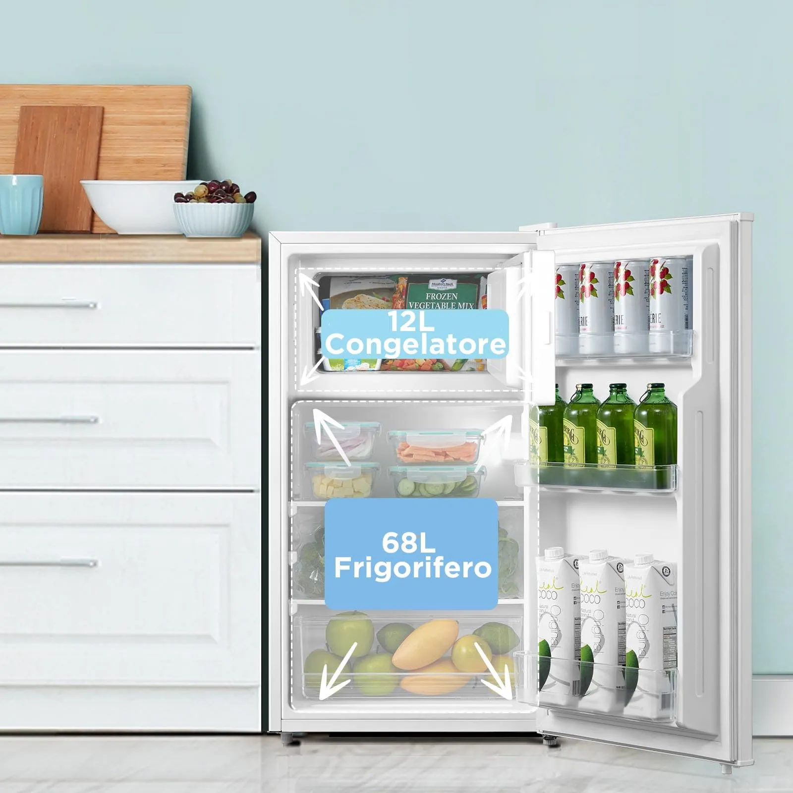 COMFEE' Frigorifero Piccolo con Freezer 80L, Bianco RCD80WH3(E) - immagine 5