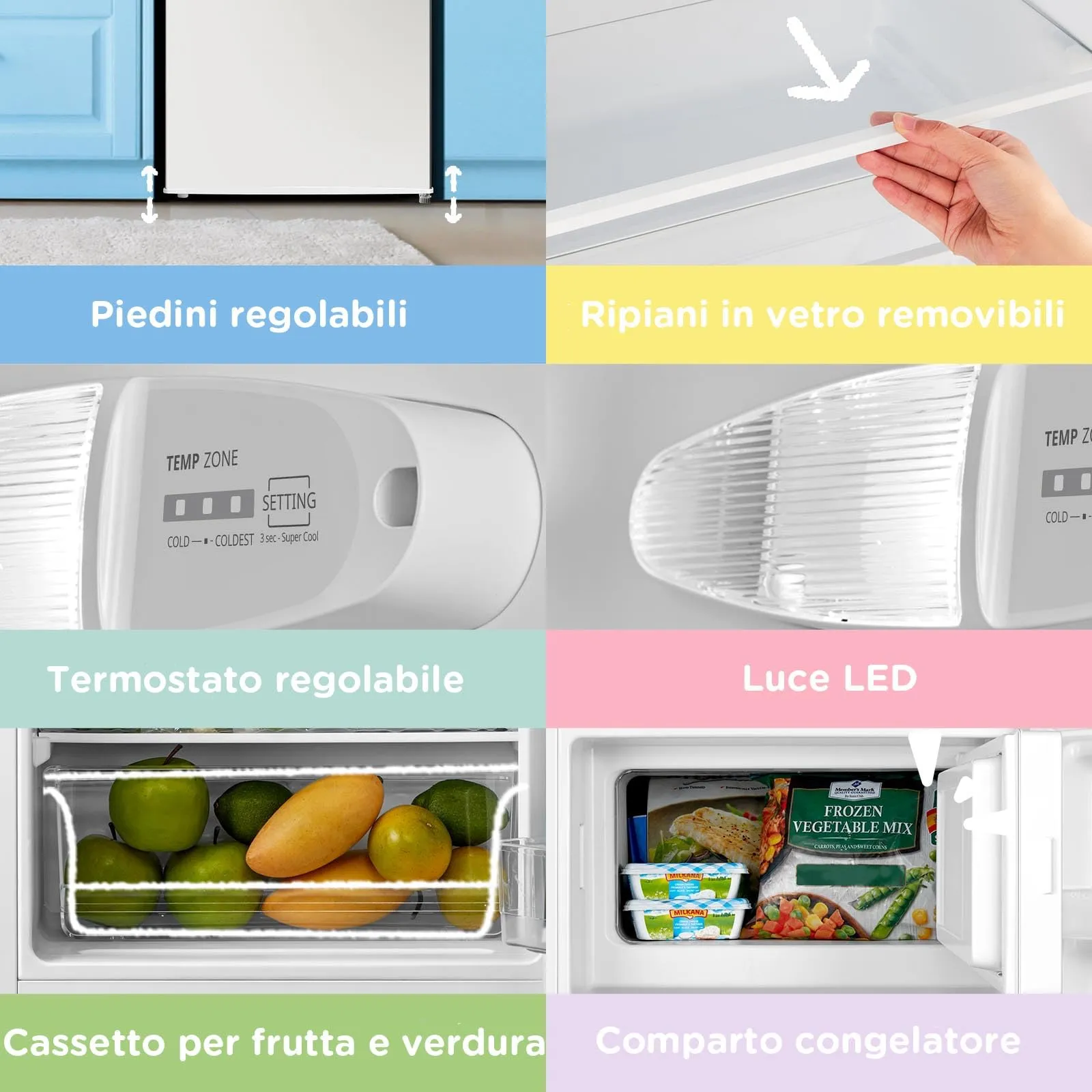 COMFEE' Frigorifero Piccolo con Freezer 80L, Bianco RCD80WH3(E) - immagine 6