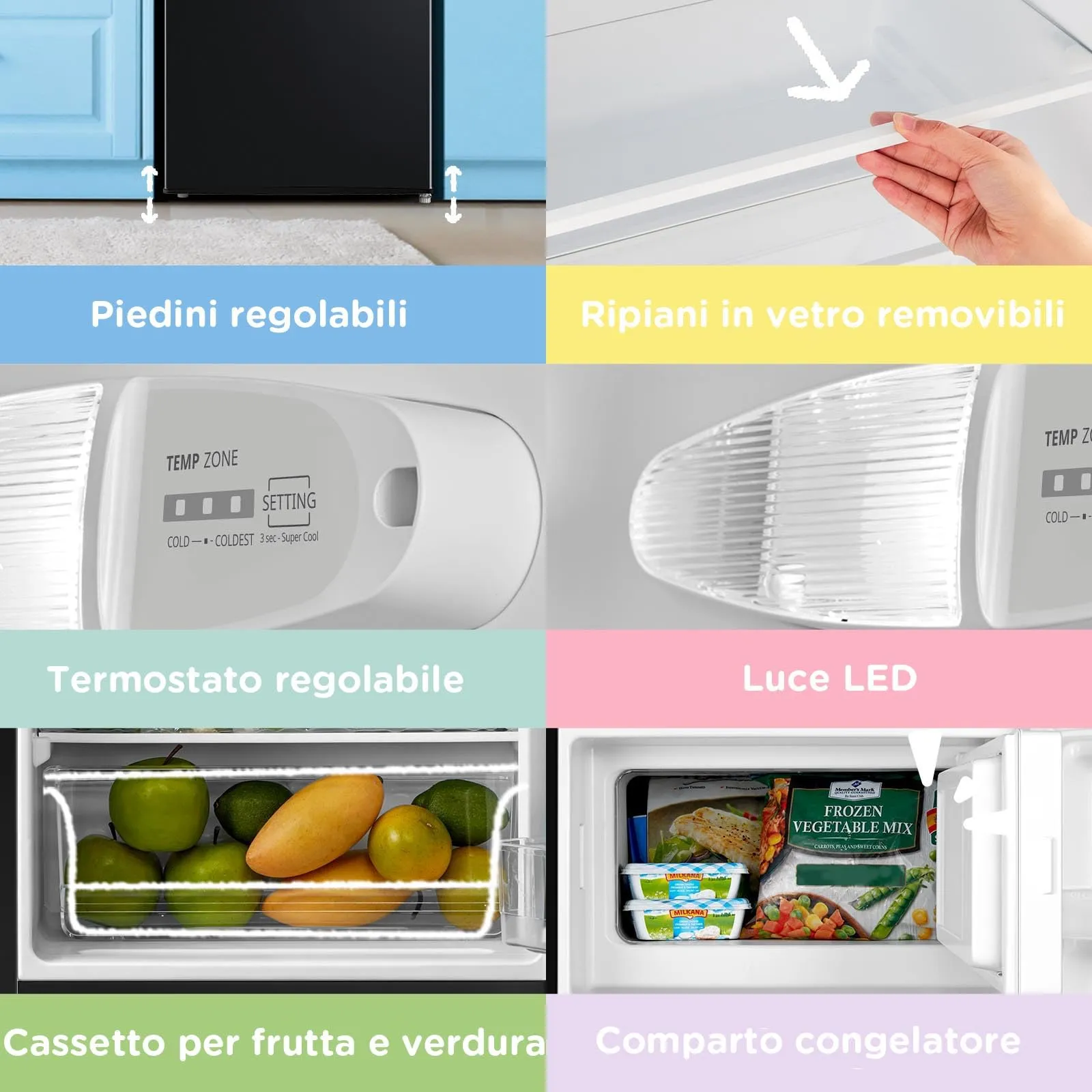 COMFEE' Frigorifero Piccolo con Freezer 80L, Bianco RCD80WH3(E) - immagine 10