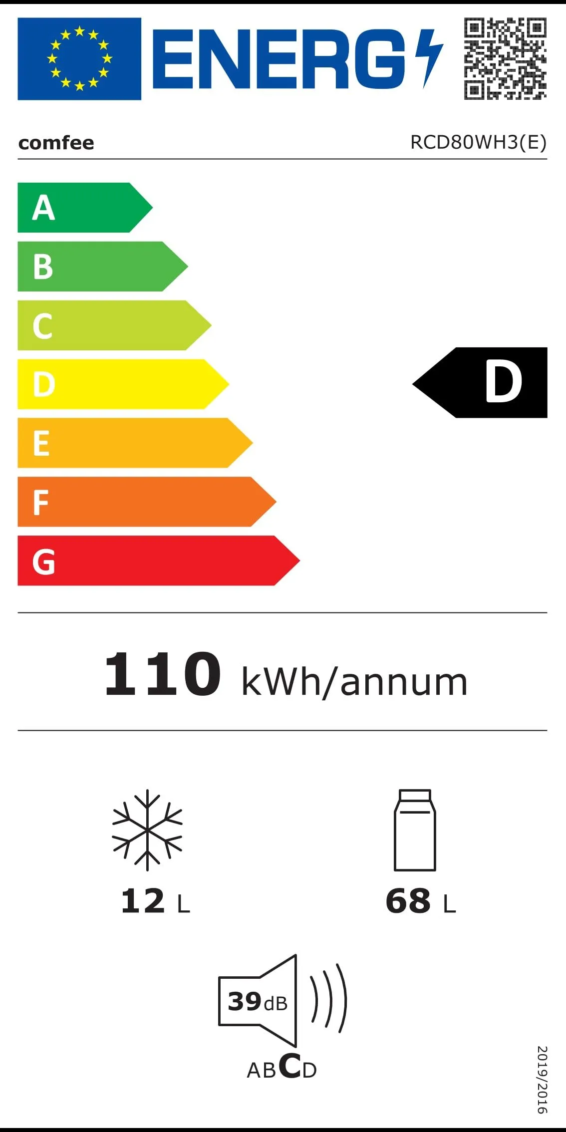 COMFEE' Frigorifero Piccolo con Freezer 80L, Bianco RCD80WH3(E) - immagine 11