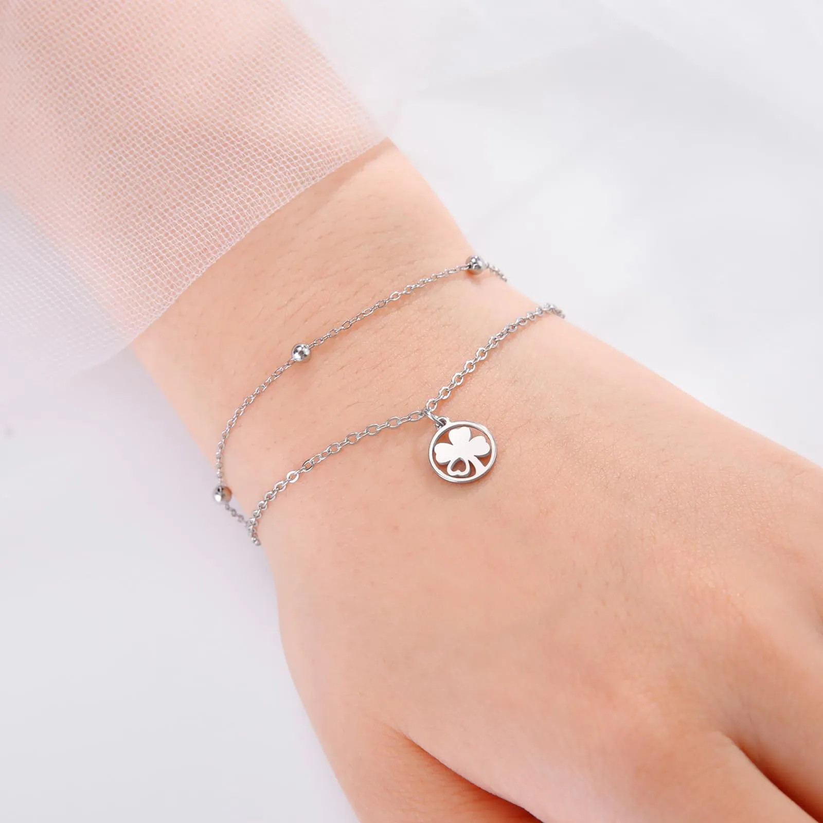 VASSAGO Bracciale Quadrifoglio in Acciaio Inossidabile da Donna - immagine 5