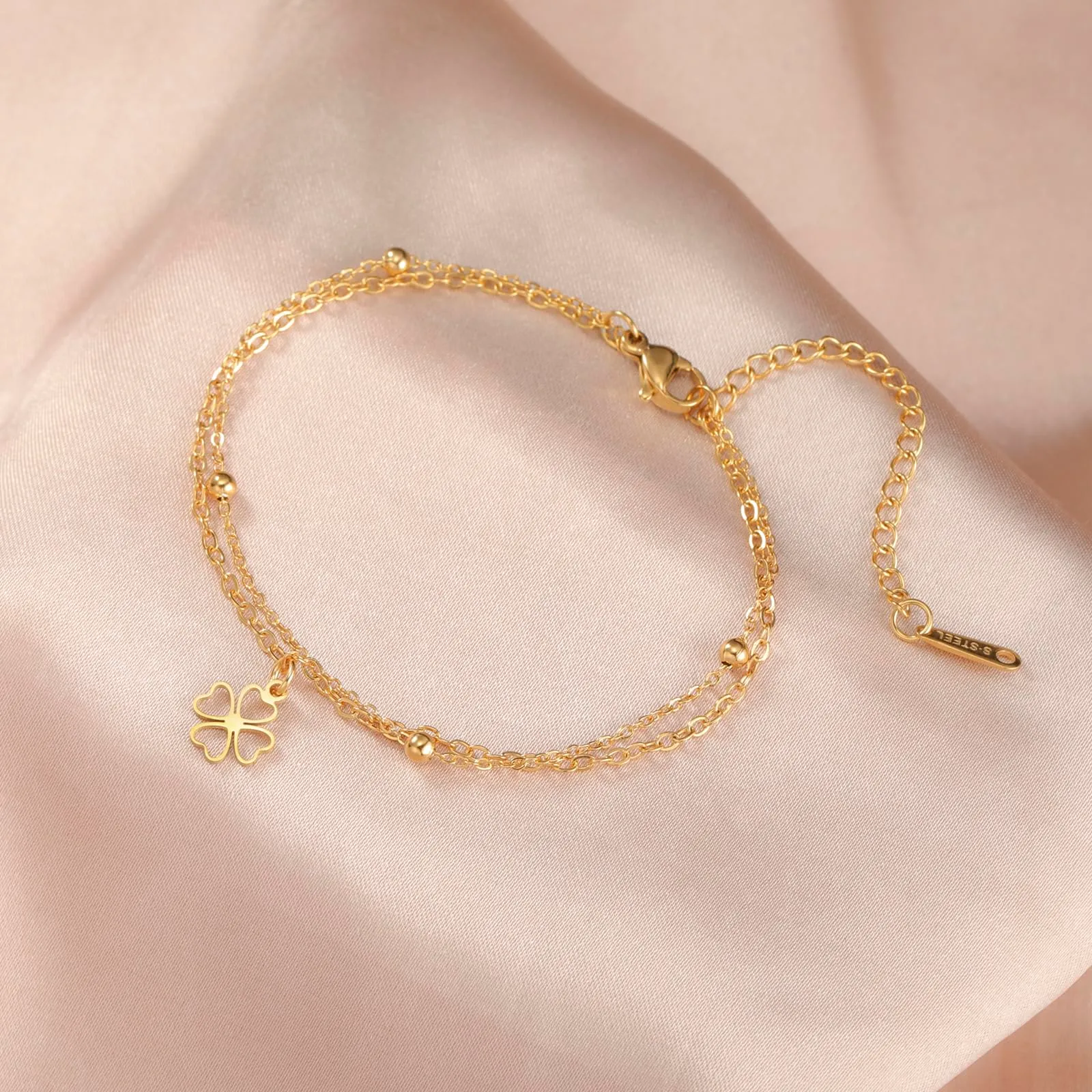 Bracciale a quadrifoglio VASSAGO da donna in acciaio inossidabile, Taglia unica - immagine 4