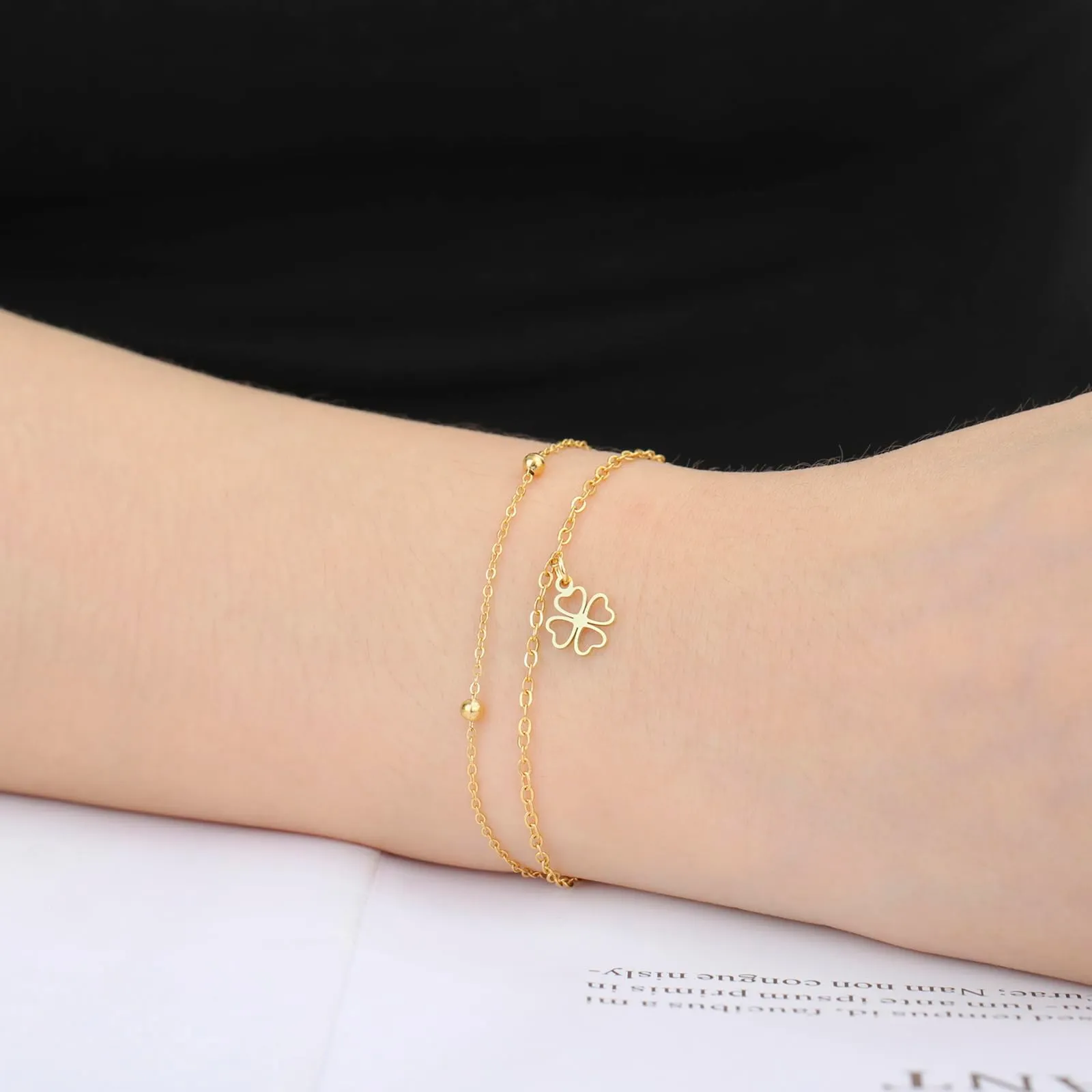 Bracciale a quadrifoglio VASSAGO da donna in acciaio inossidabile, Taglia unica - immagine 5