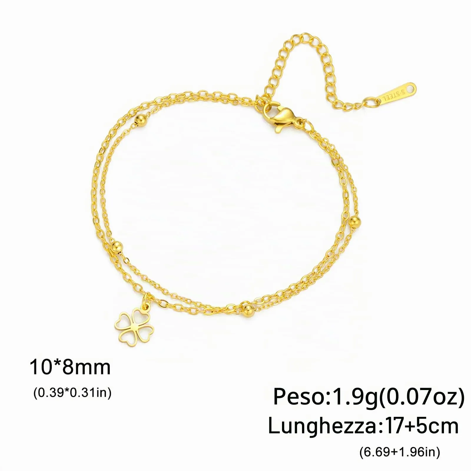 Bracciale a quadrifoglio VASSAGO da donna in acciaio inossidabile, Taglia unica - immagine 6