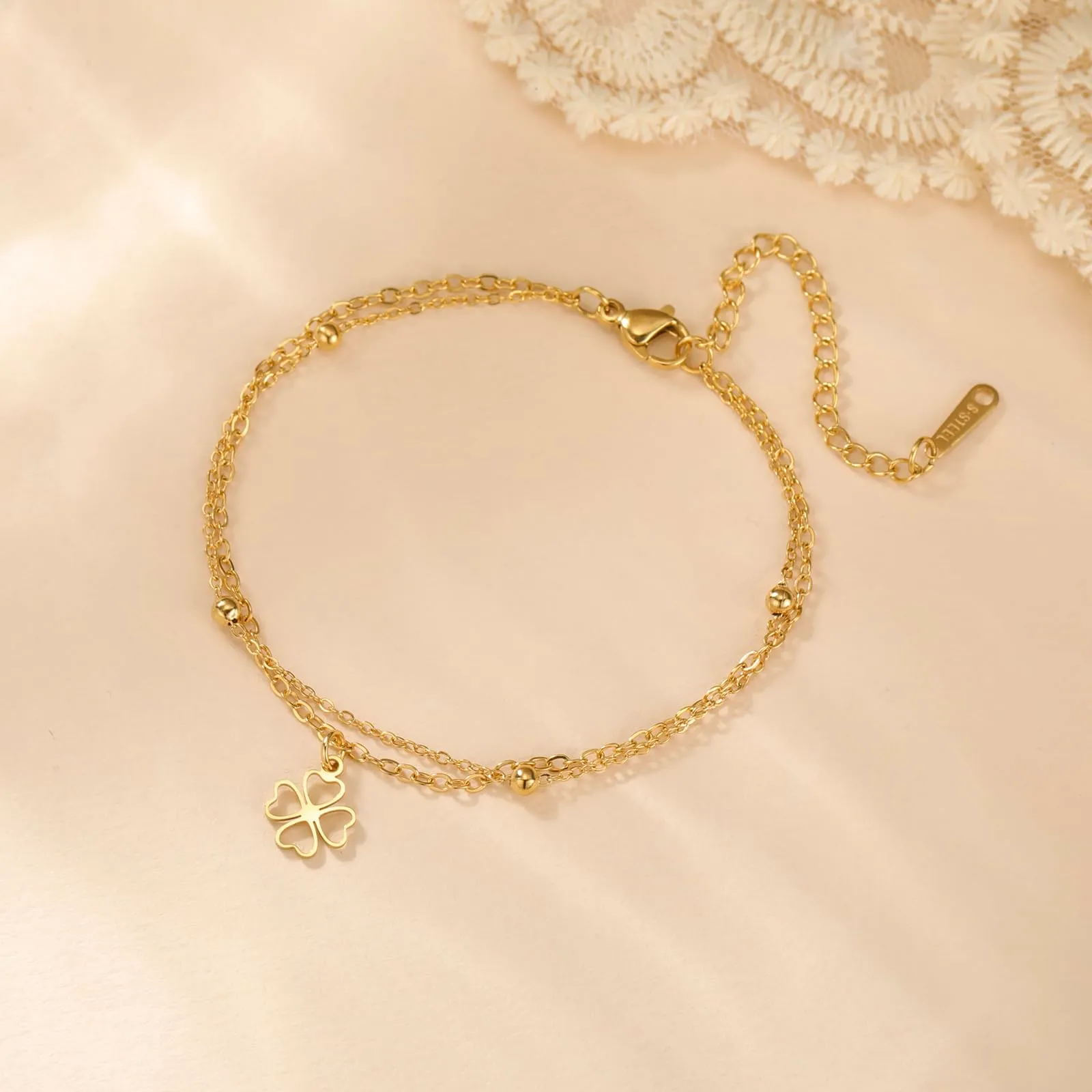 Bracciale a quadrifoglio VASSAGO da donna in acciaio inossidabile, Taglia unica - immagine 8