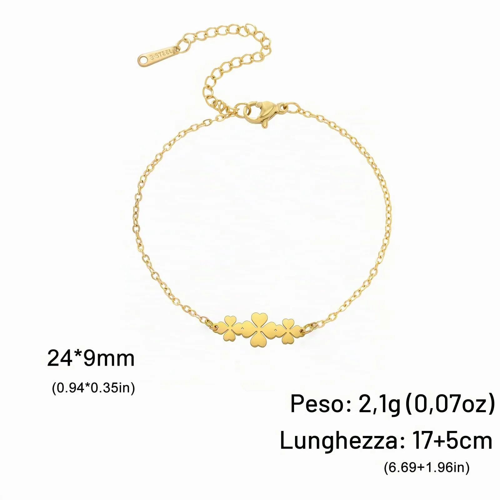 VASSAGO Bracciale da donna con quadrifoglio in acciaio inossidabile, Taglia unica - immagine 6