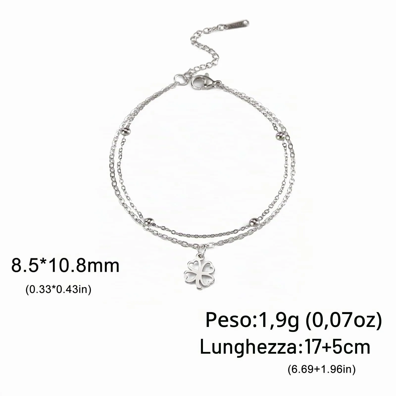 VASSAGO Bracciale da donna con quadrifoglio in acciaio inossidabile, Taglia unica - immagine 6