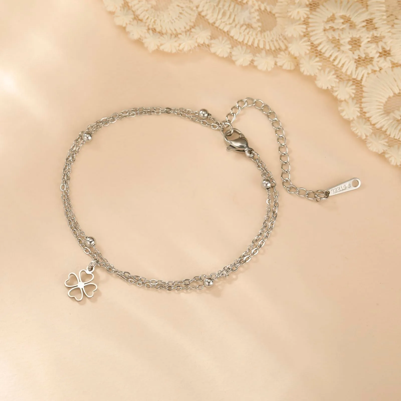 VASSAGO Bracciale da donna con quadrifoglio in acciaio inox, Taglia unica - immagine 8