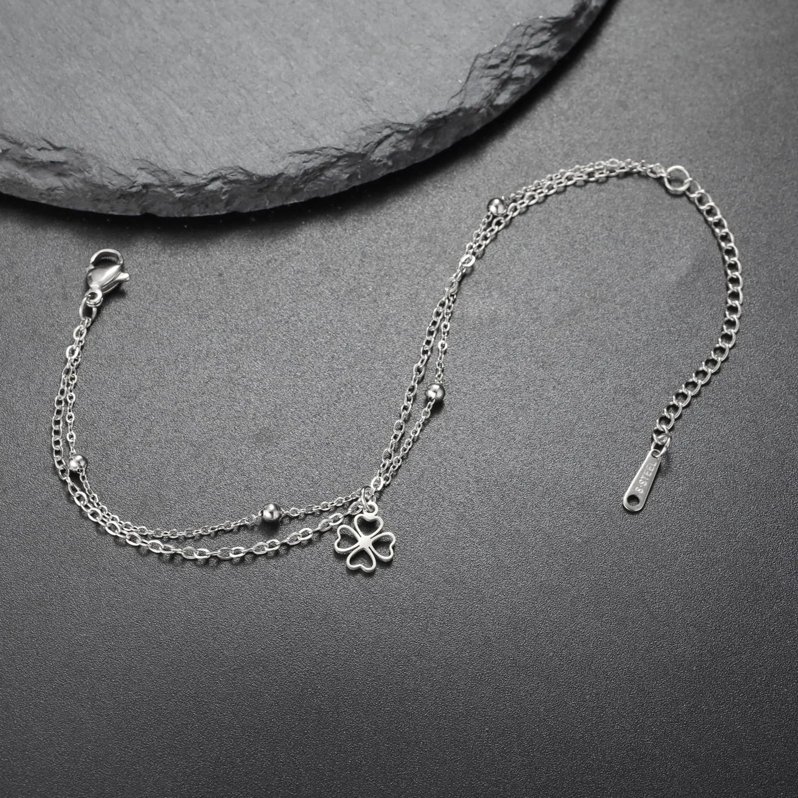 VASSAGO Bracciale da donna con quadrifoglio in acciaio inox, Taglia unica - immagine 9
