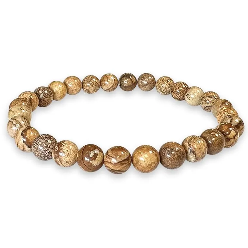 TENET Bracciale a sfere in Diaspro del Paesaggio Paesina, 6 mm - immagine 1