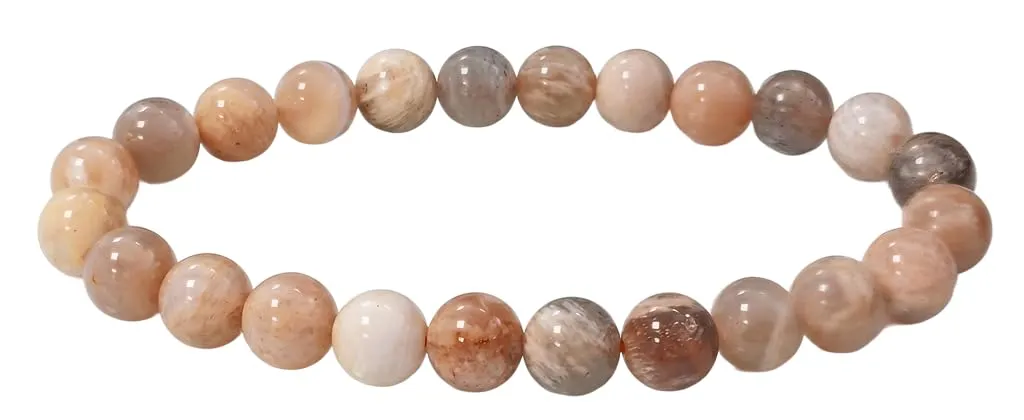 TENET Bracciale a sfere in pietra di luna pesca, 6 mm - immagine 1