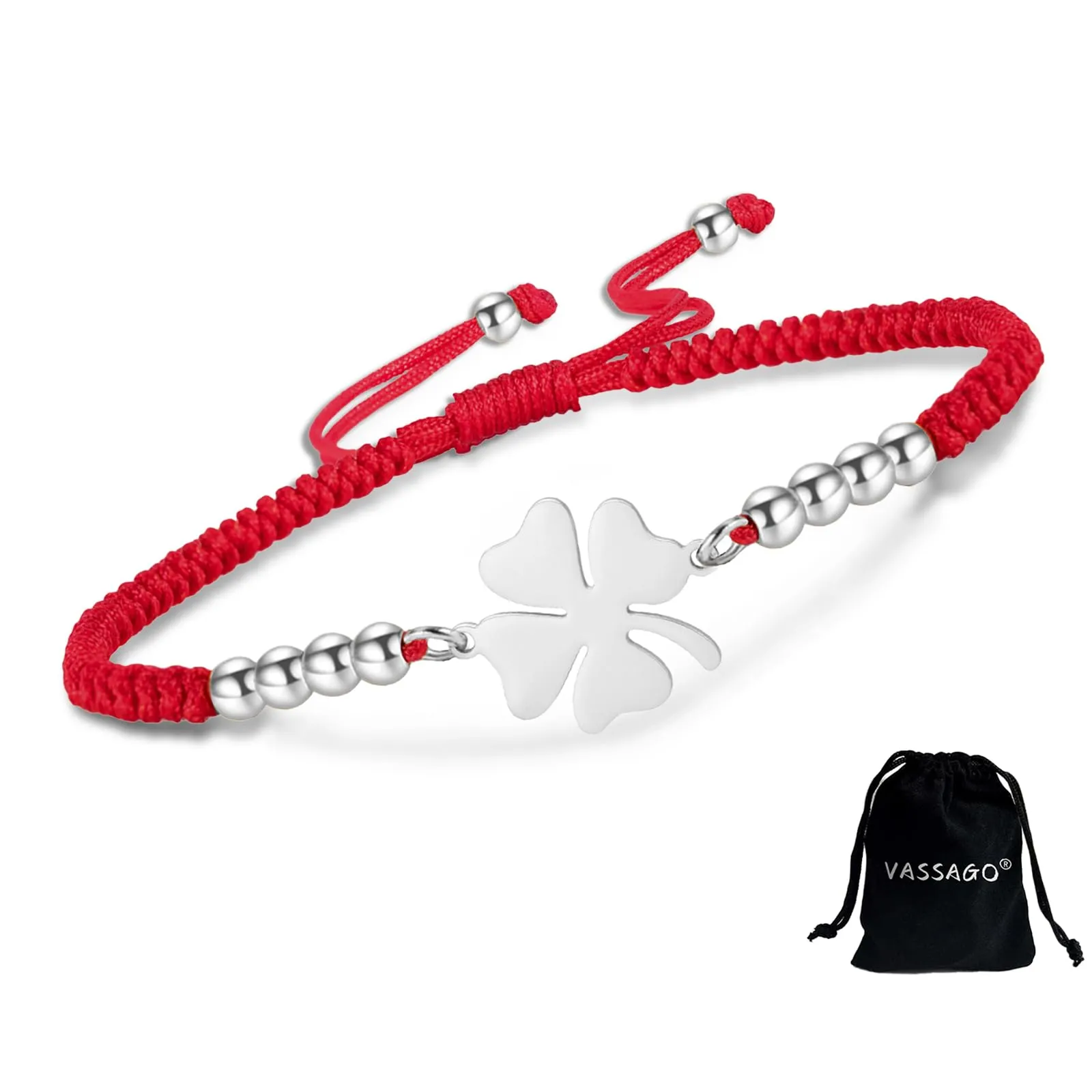 VASSAGO Bracciale da donna con quadrifoglio in acciaio inox, Taglia unica - immagine 1