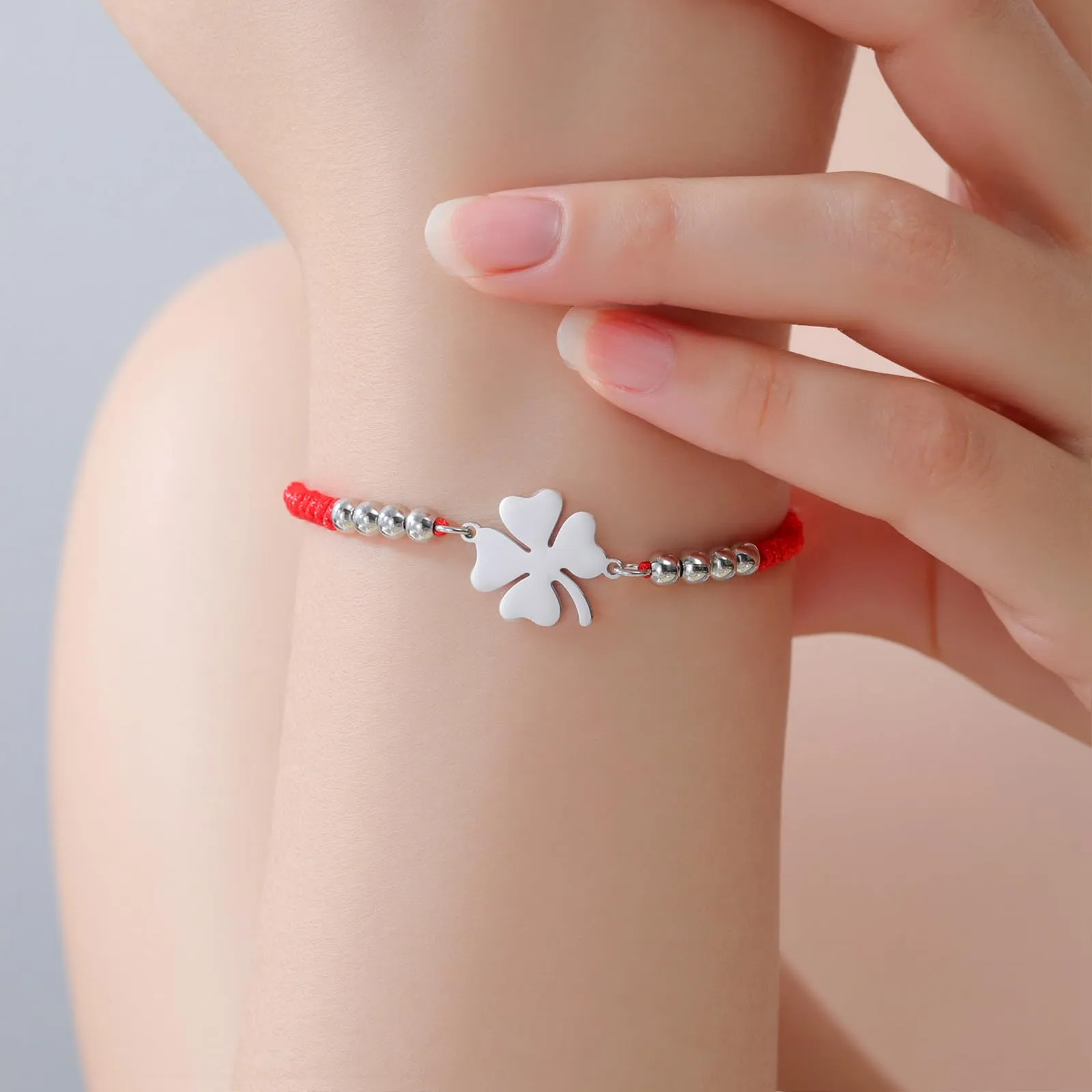 VASSAGO Bracciale da donna con quadrifoglio in acciaio inox, Taglia unica - immagine 5