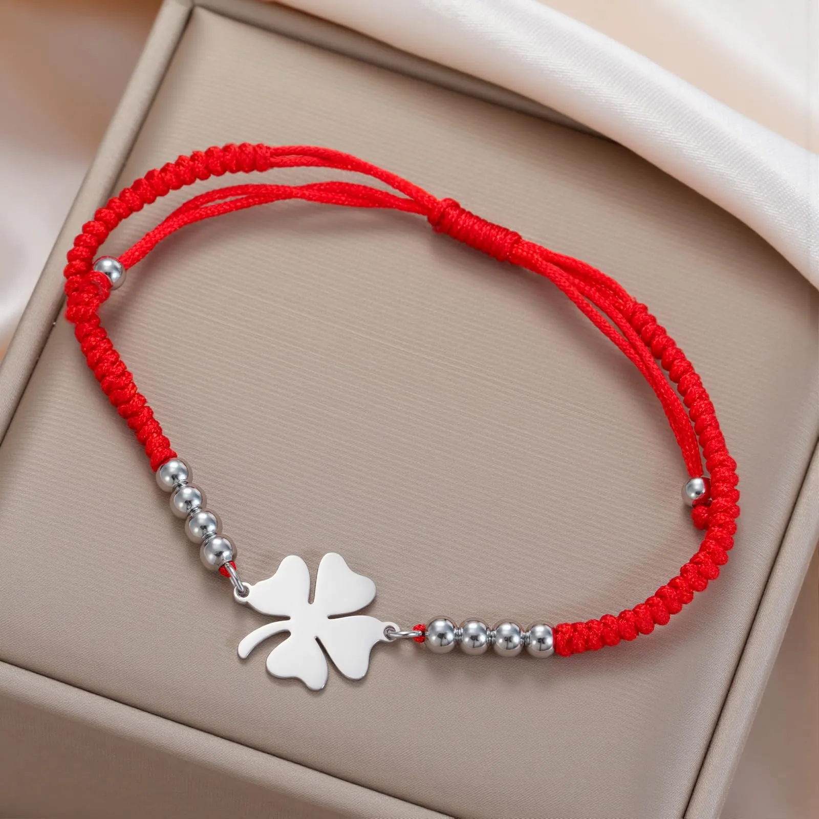 VASSAGO Bracciale da donna con quadrifoglio in acciaio inox, Taglia unica - immagine 8