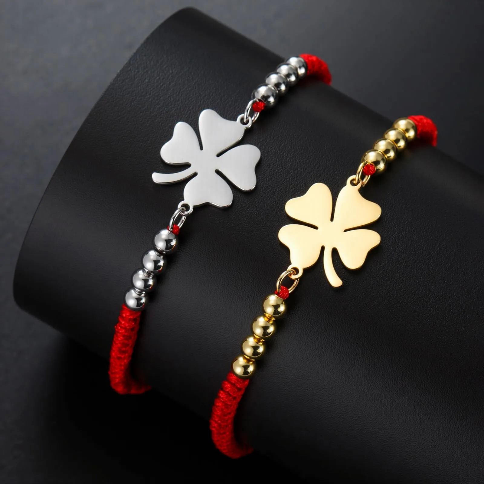VASSAGO Bracciale da donna con quadrifoglio in acciaio inox, Taglia unica - immagine 9