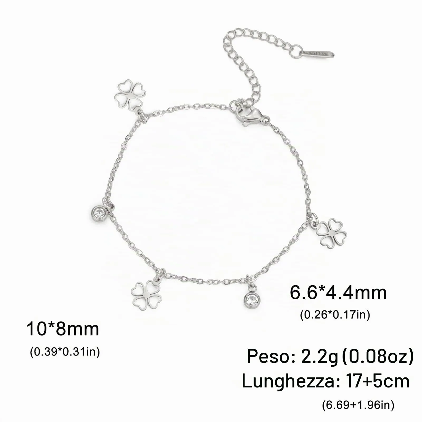 VASSAGO Bracciale da donna con quadrifoglio in acciaio inossidabile, Misura unica - immagine 6