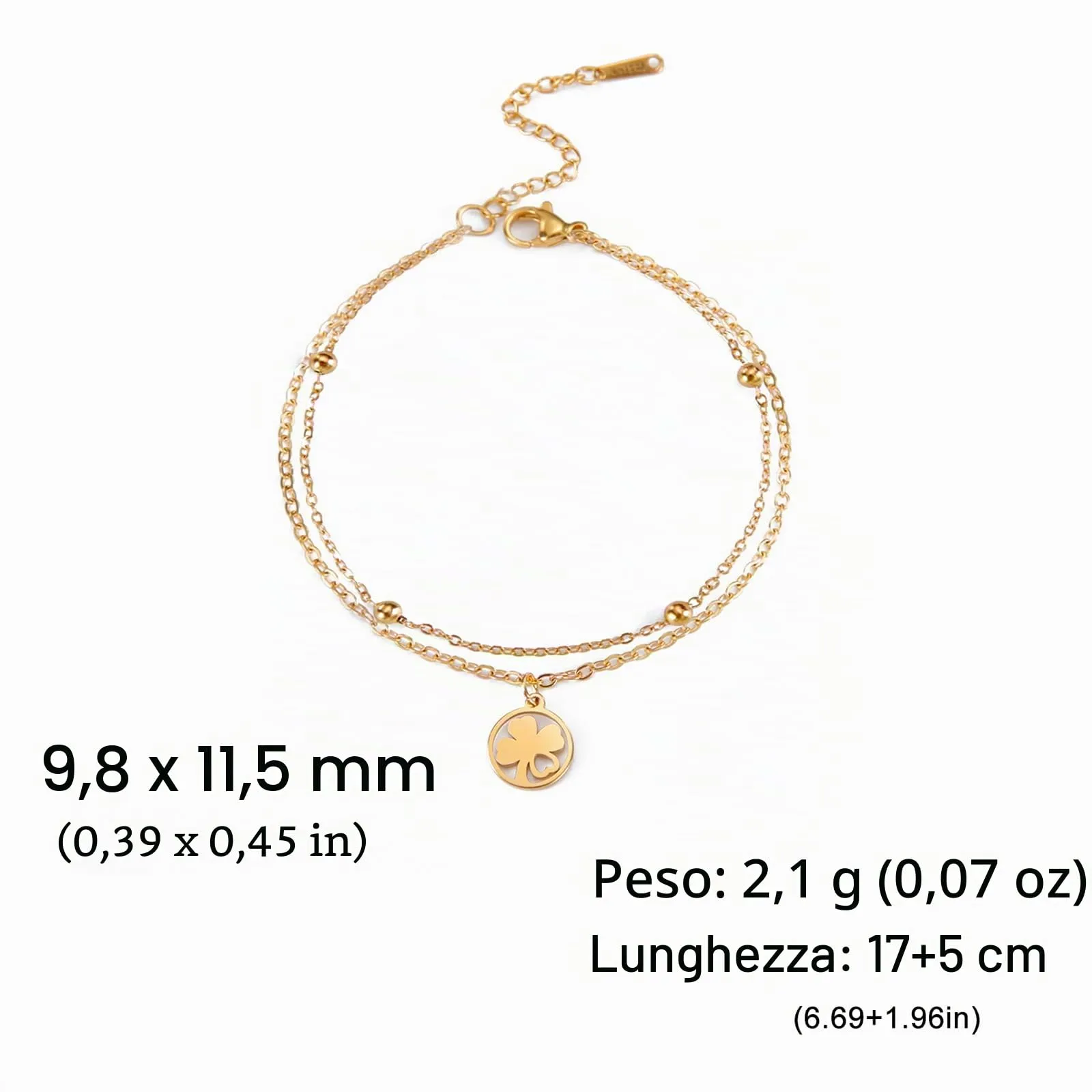 VASSAGO Bracciale da donna con quadrifoglio in acciaio inox, Taglia unica - immagine 6