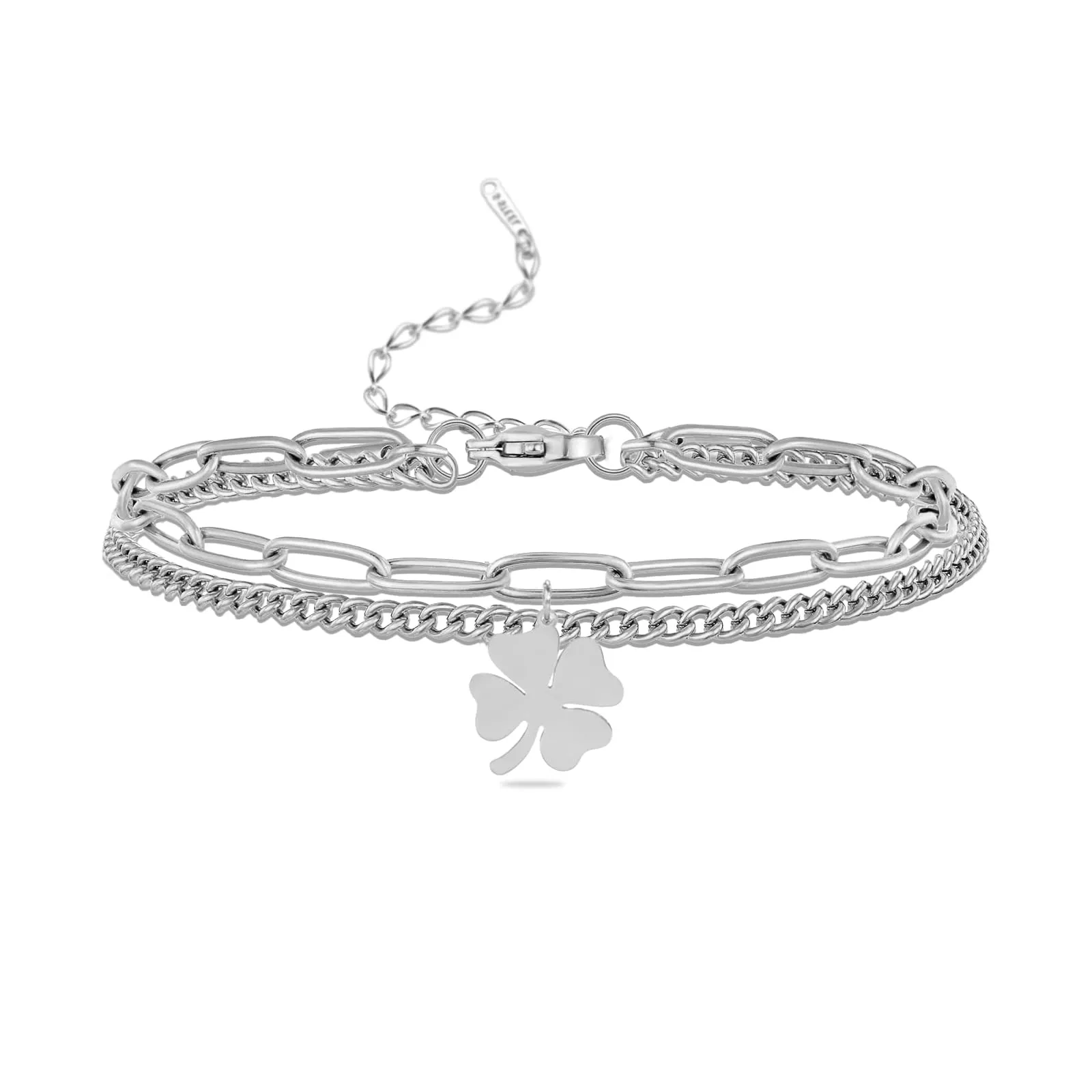 VASSAGO Bracciale da donna con quadrifoglio in acciaio inox, Misura unica - immagine 1