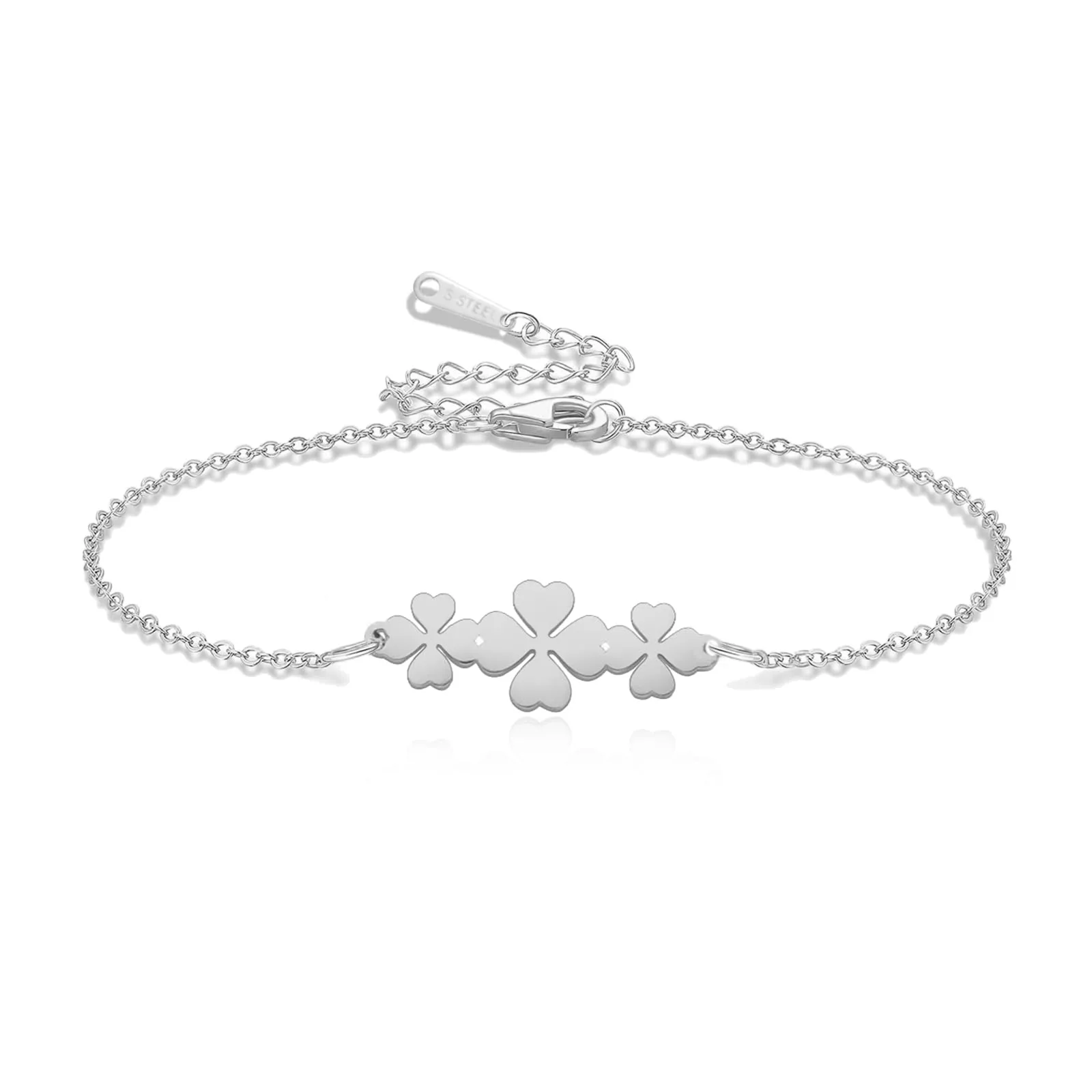 VASSAGO Bracciale da donna con quadrifoglio in acciaio inossidabile, Taglia unica - immagine 1