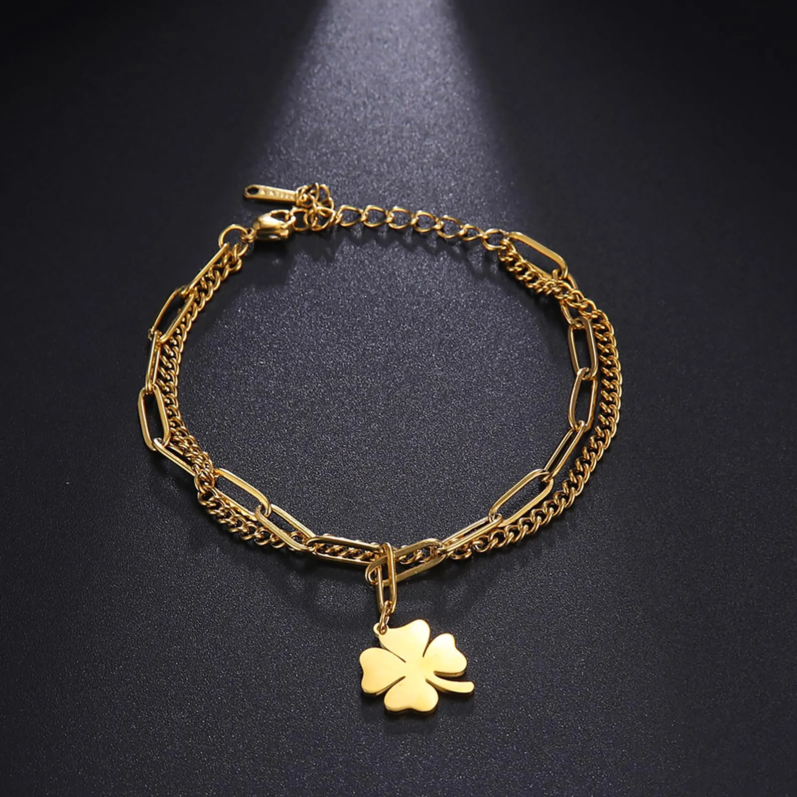 VASSAGO Bracciale da donna con quadrifoglio in acciaio inossidabile - immagine 2