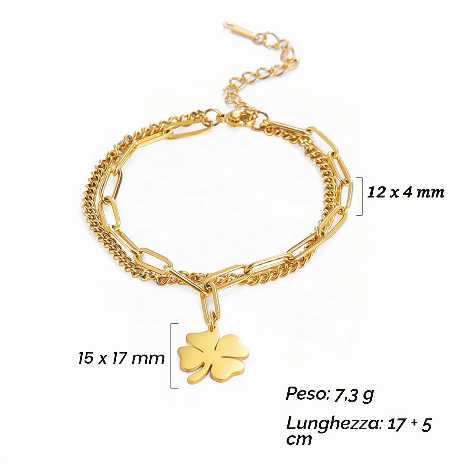 VASSAGO Bracciale da donna con quadrifoglio in acciaio inossidabile - immagine 6