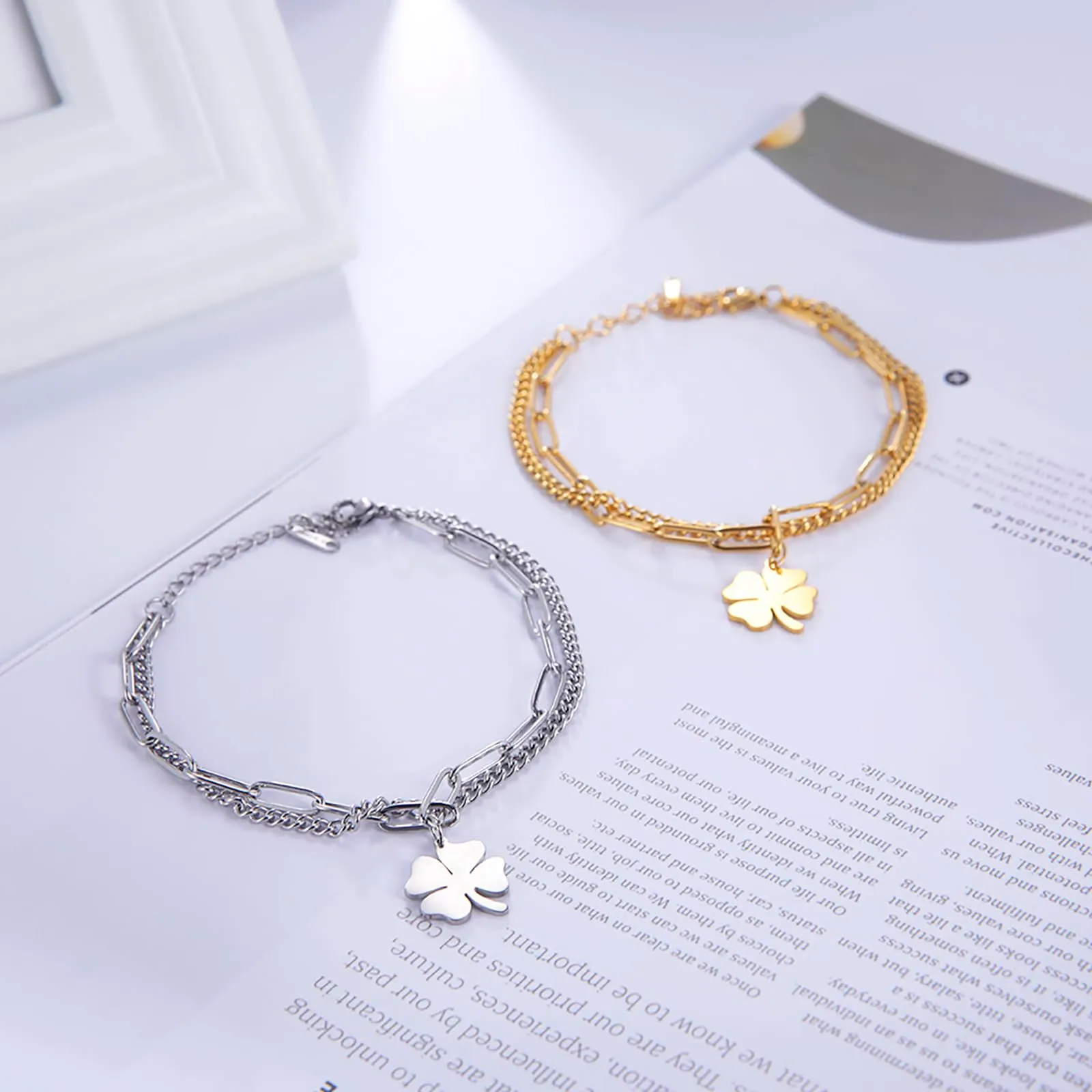 VASSAGO Bracciale da donna con quadrifoglio in acciaio inossidabile - immagine 8