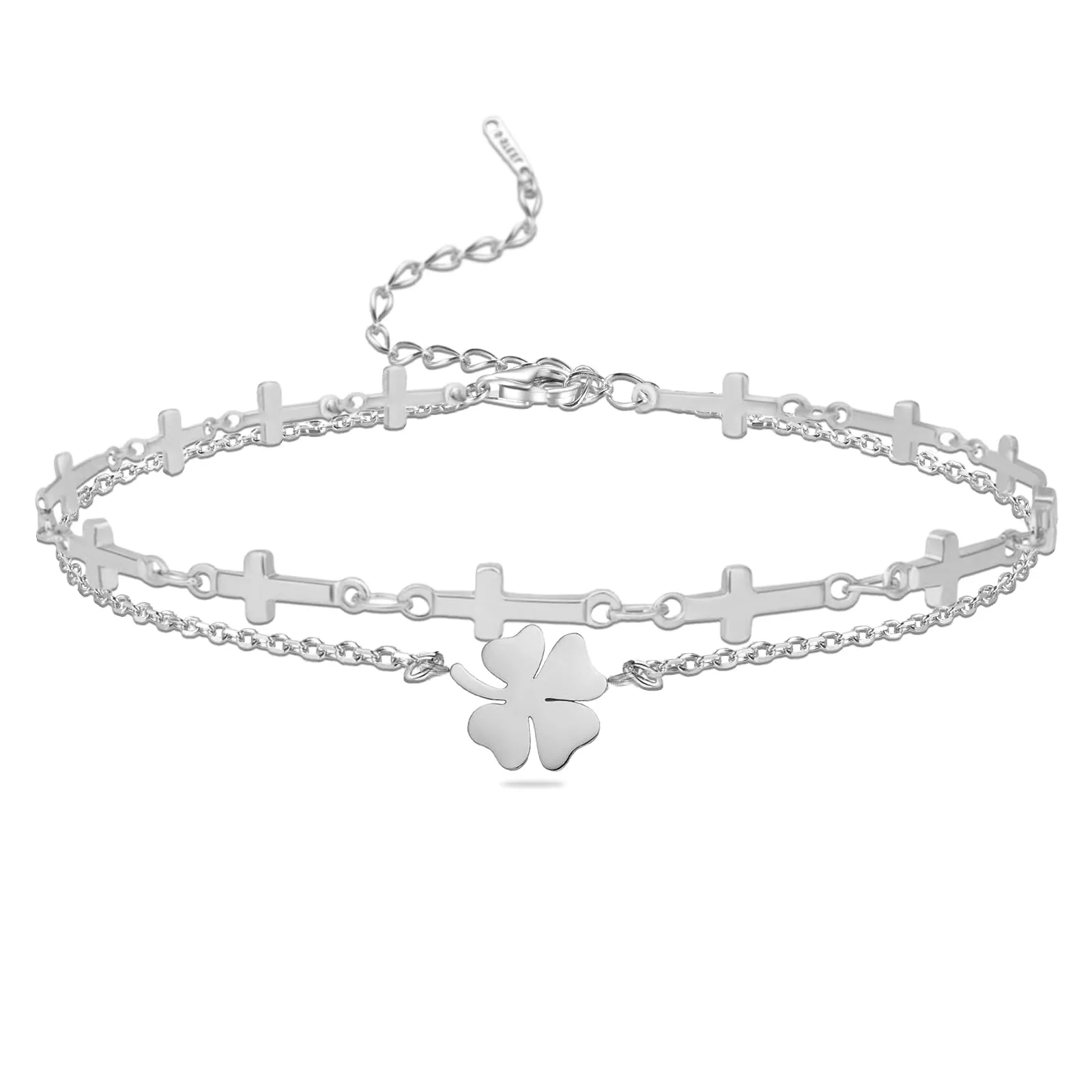 VASSAGO Bracciale da donna con quadrifoglio in acciaio inossidabile, Taglia unica - immagine 1