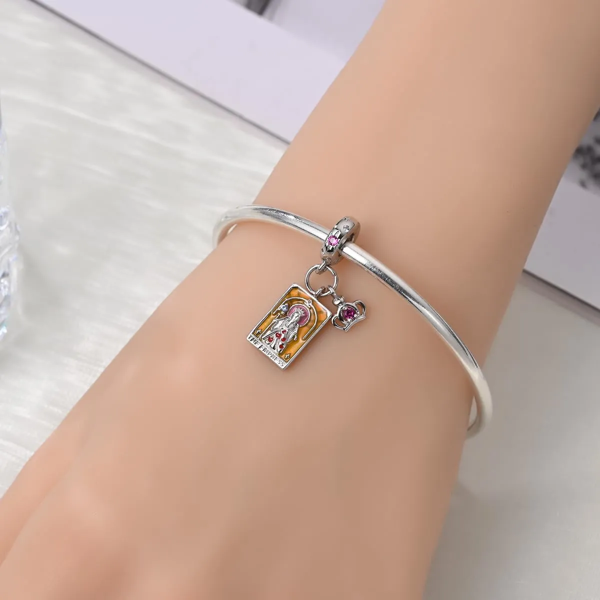 Pandach Bead Charm Ciondolo Argento Sterling 925 con Cubic Zirconia per Braccialetti e Collane Europei - immagine 4