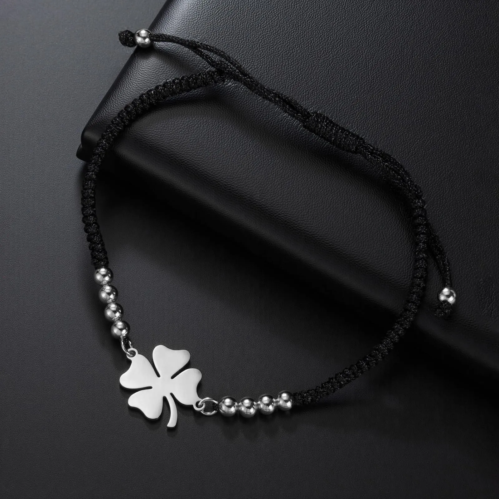 VASSAGO Bracciale da donna con quadrifoglio in acciaio inox, Taglia unica - immagine 3