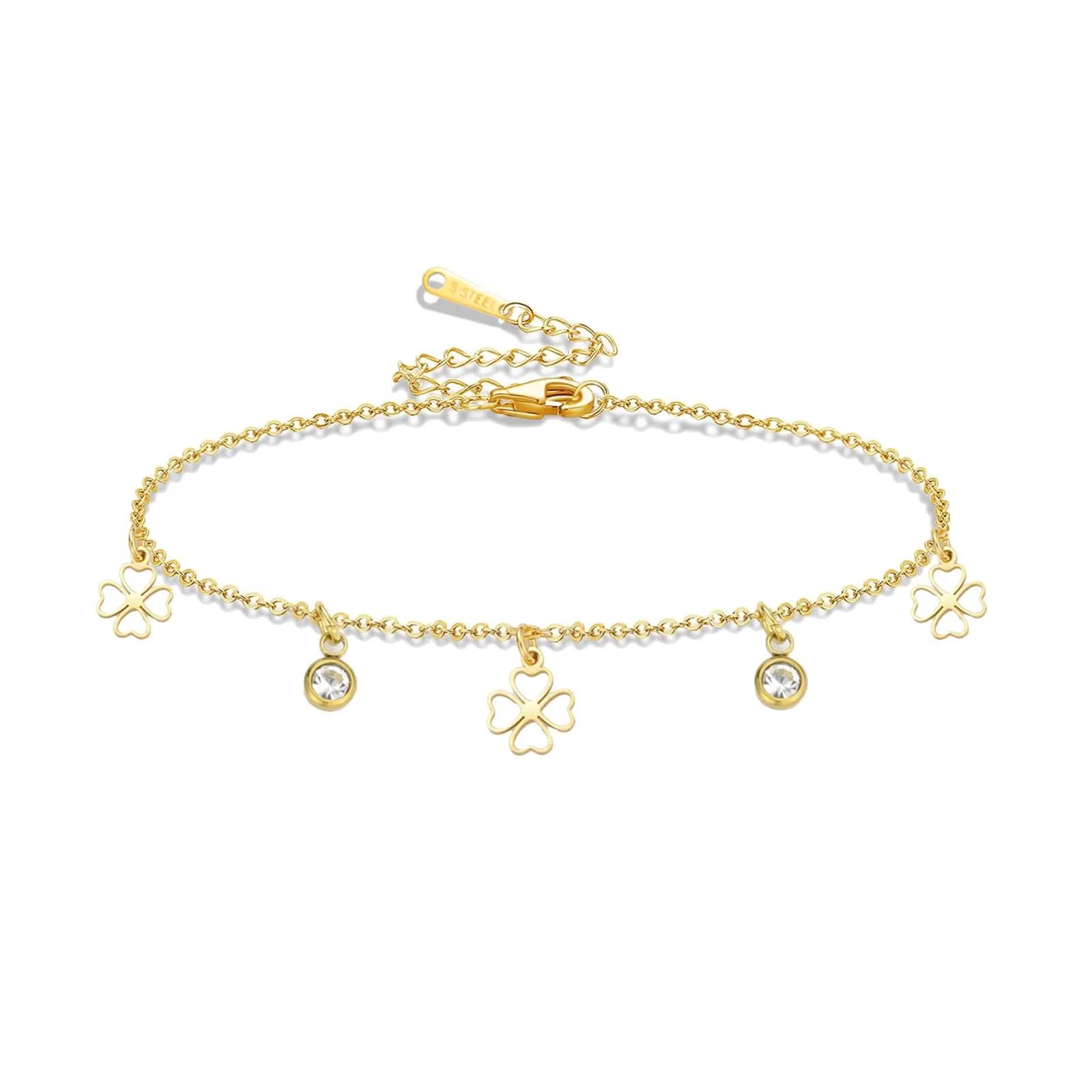 VASSAGO Bracciale con quadrifoglio in acciaio inossidabile da donna, Taglia unica - immagine 1