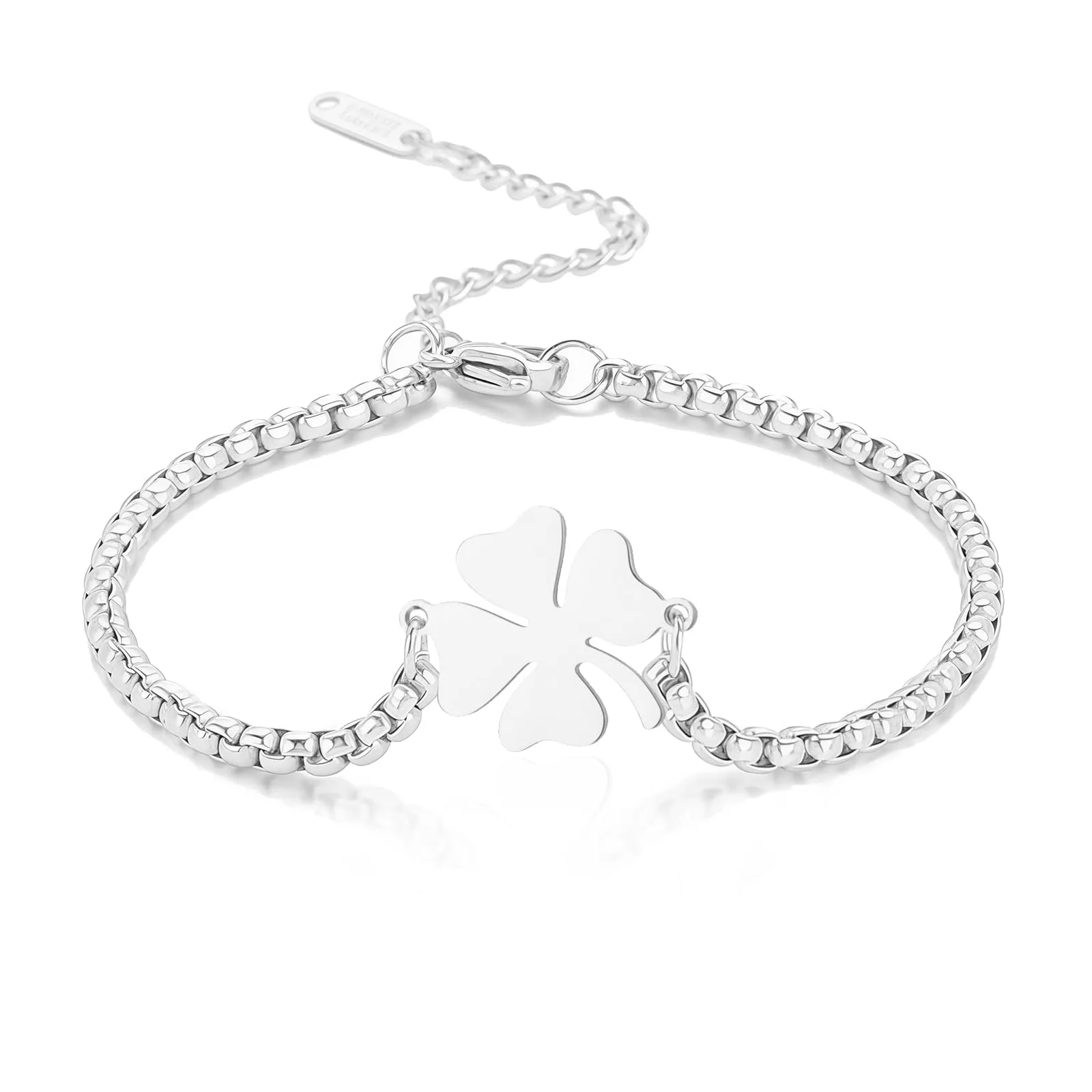 VASSAGO Bracciale da donna con quadrifoglio in acciaio inossidabile, Misura unica - immagine 1