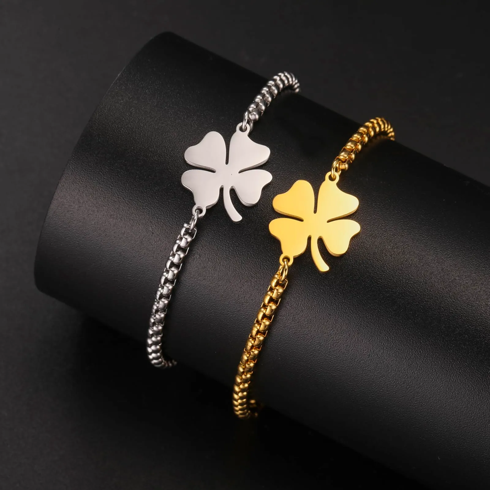 VASSAGO Bracciale da donna con quadrifoglio in acciaio inossidabile, Misura unica - immagine 5