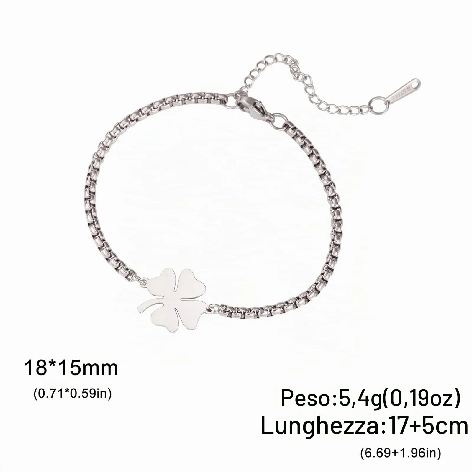 VASSAGO Bracciale da donna con quadrifoglio in acciaio inossidabile, Misura unica - immagine 6