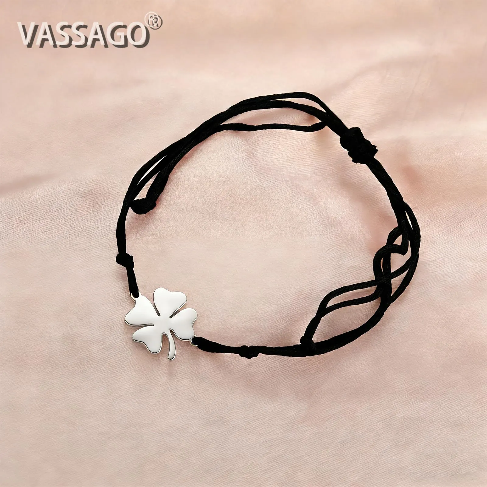 VASSAGO Bracciale da donna con quadrifoglio in acciaio inossidabile, Misura unica - immagine 3