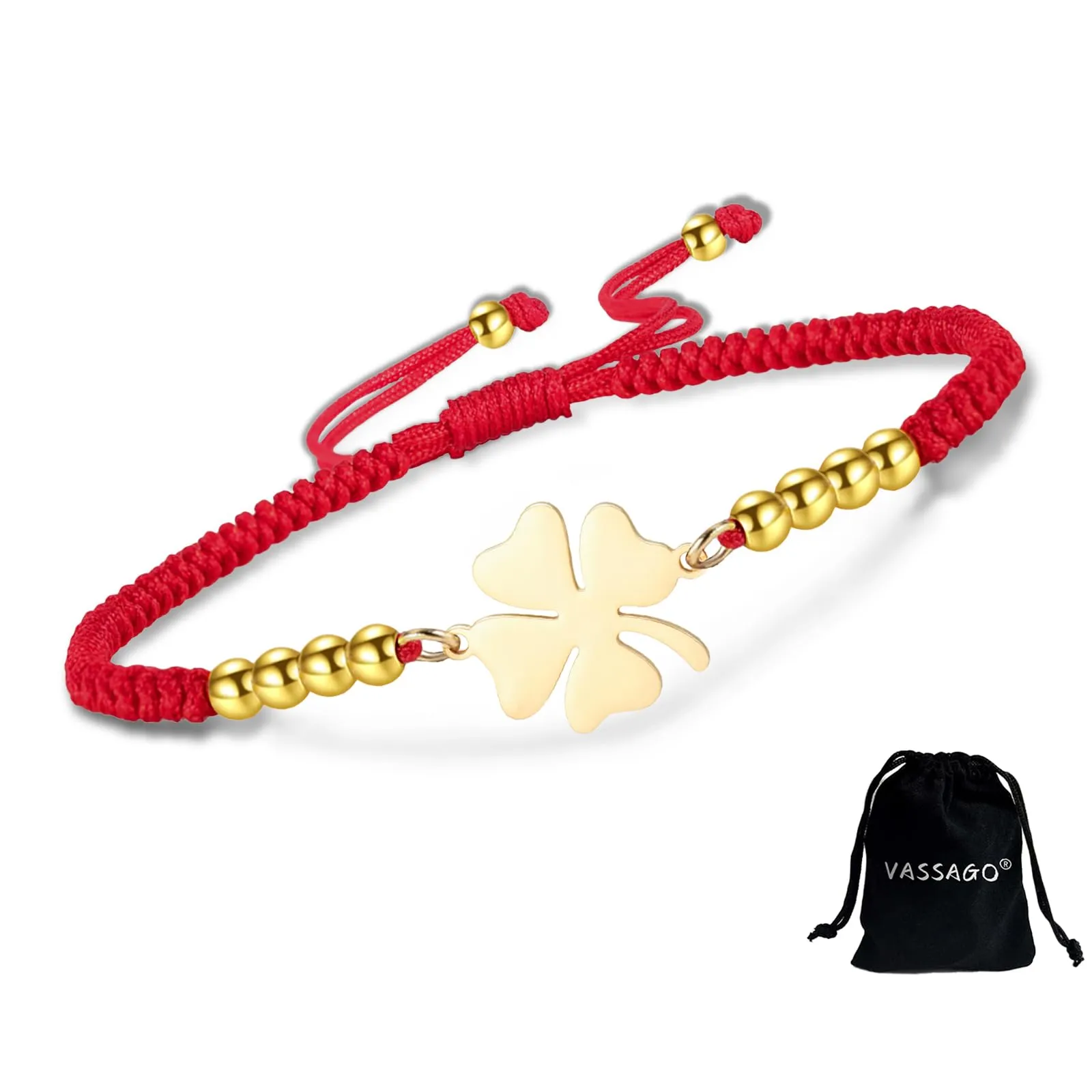 VASSAGO Bracciale da donna con quadrifoglio in acciaio inossidabile, Taglia unica - immagine 1