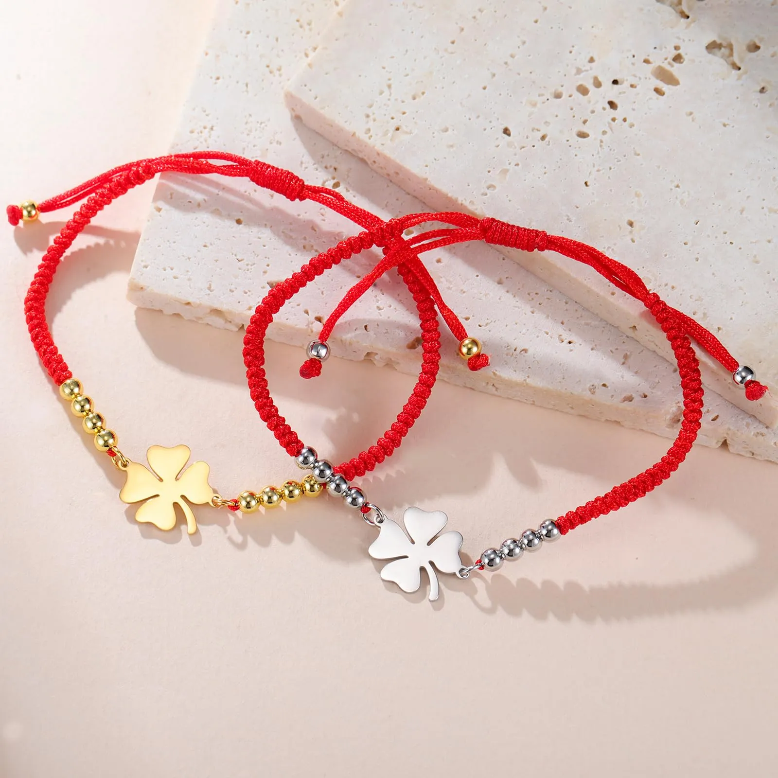 VASSAGO Bracciale da donna con quadrifoglio in acciaio inossidabile, Taglia unica - immagine 6