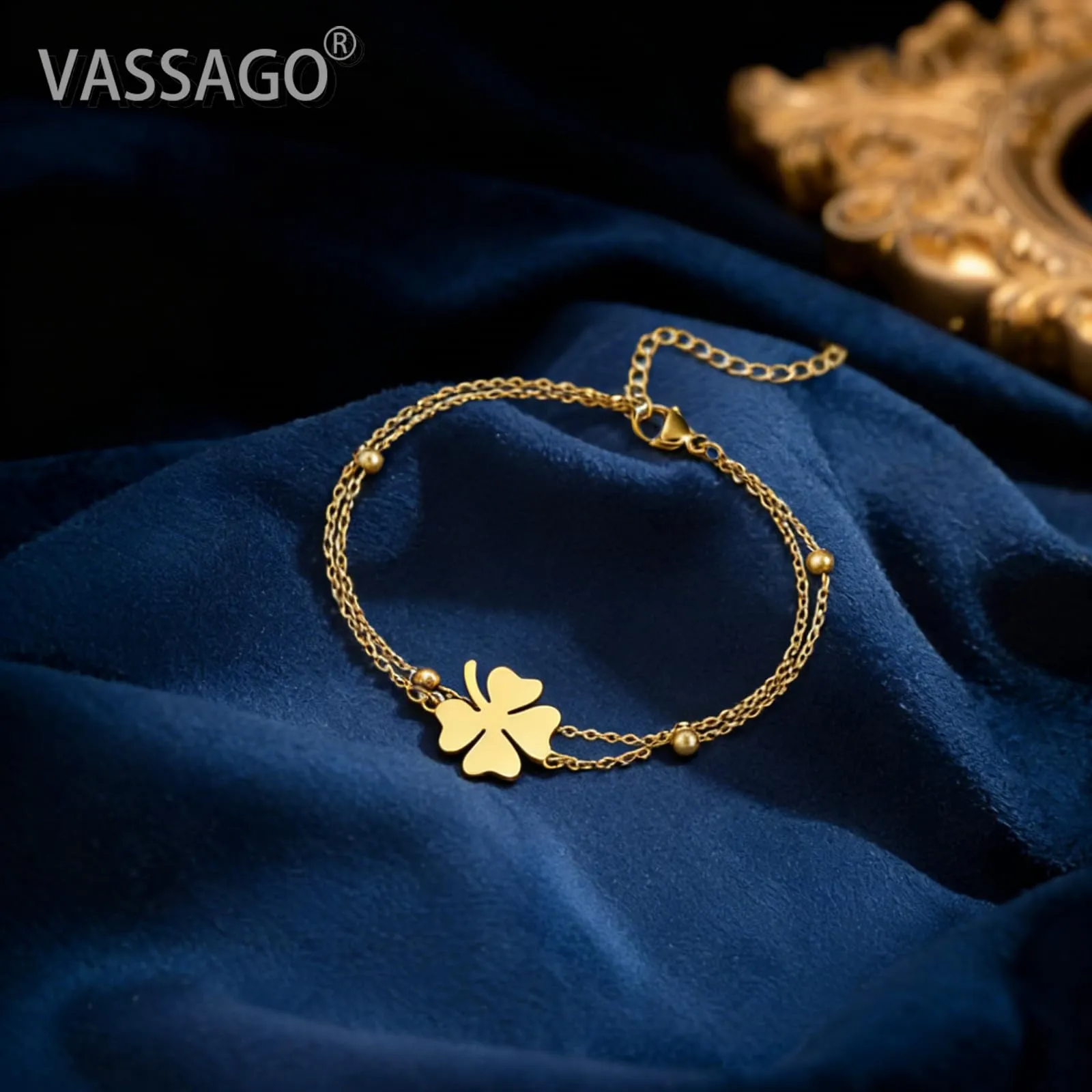 VASSAGO Bracciale da donna con quadrifoglio in acciaio inossidabile, Misura unica - immagine 3