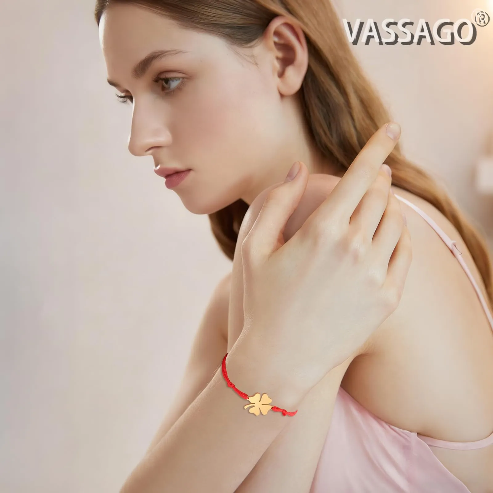 VASSAGO Bracciale da donna con quadrifoglio in acciaio inossidabile, Taglia unica - immagine 2