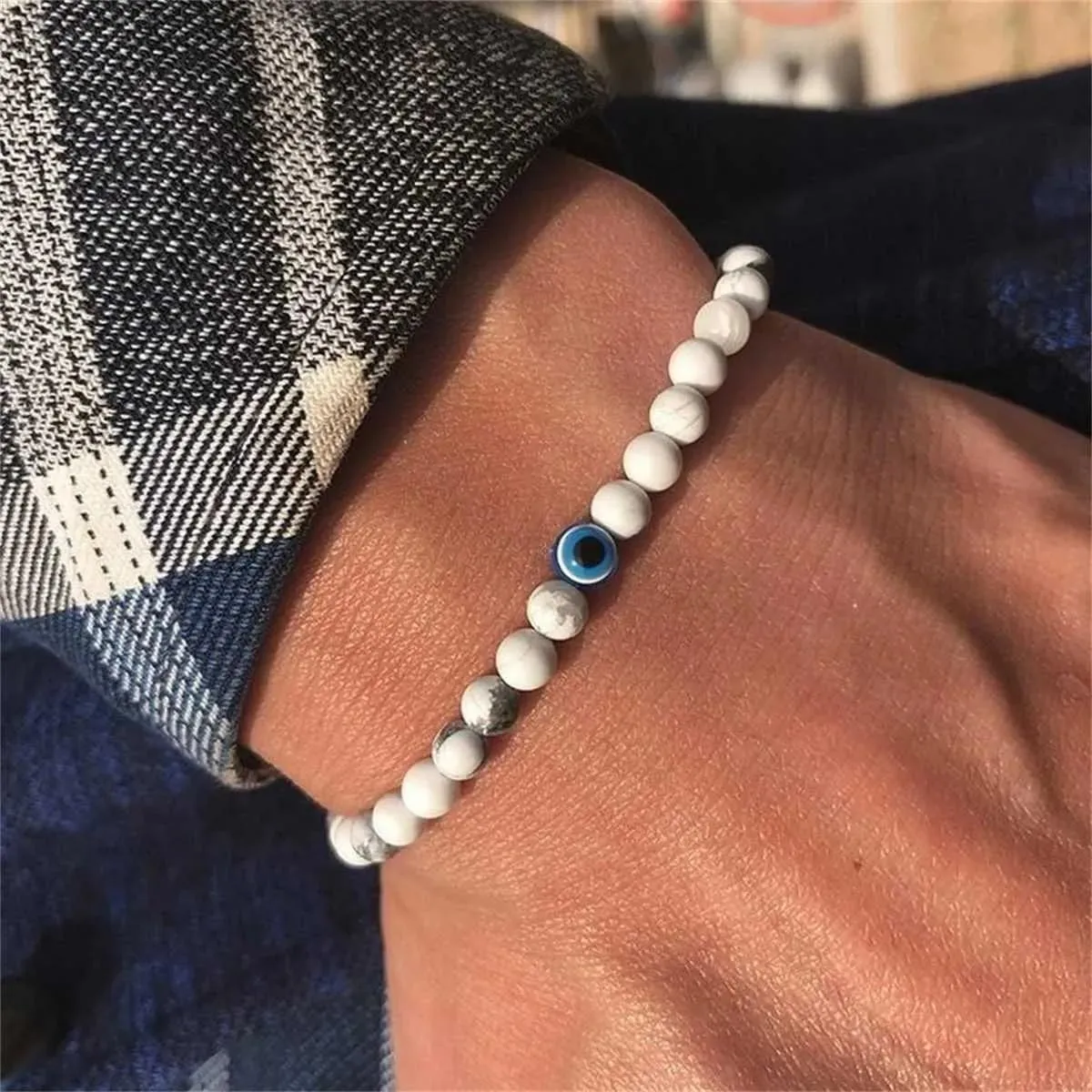 TENET Bracciale a sfere in Howlite Occhio di Nazar 6 mm - immagine 2