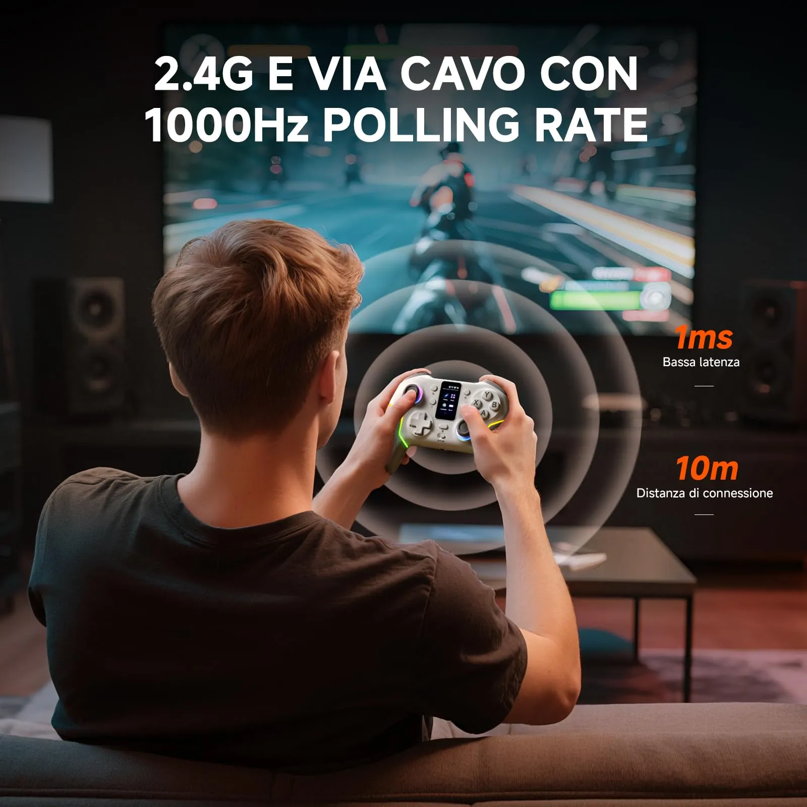 ECHTPower Controller per PC con Schermo Intelligente, 1000Hz Polling Rate, Hall Triggers e Joystick, 1000mAh Batteria, Compatibile con PC, Switch, iOS e Android - immagine 6